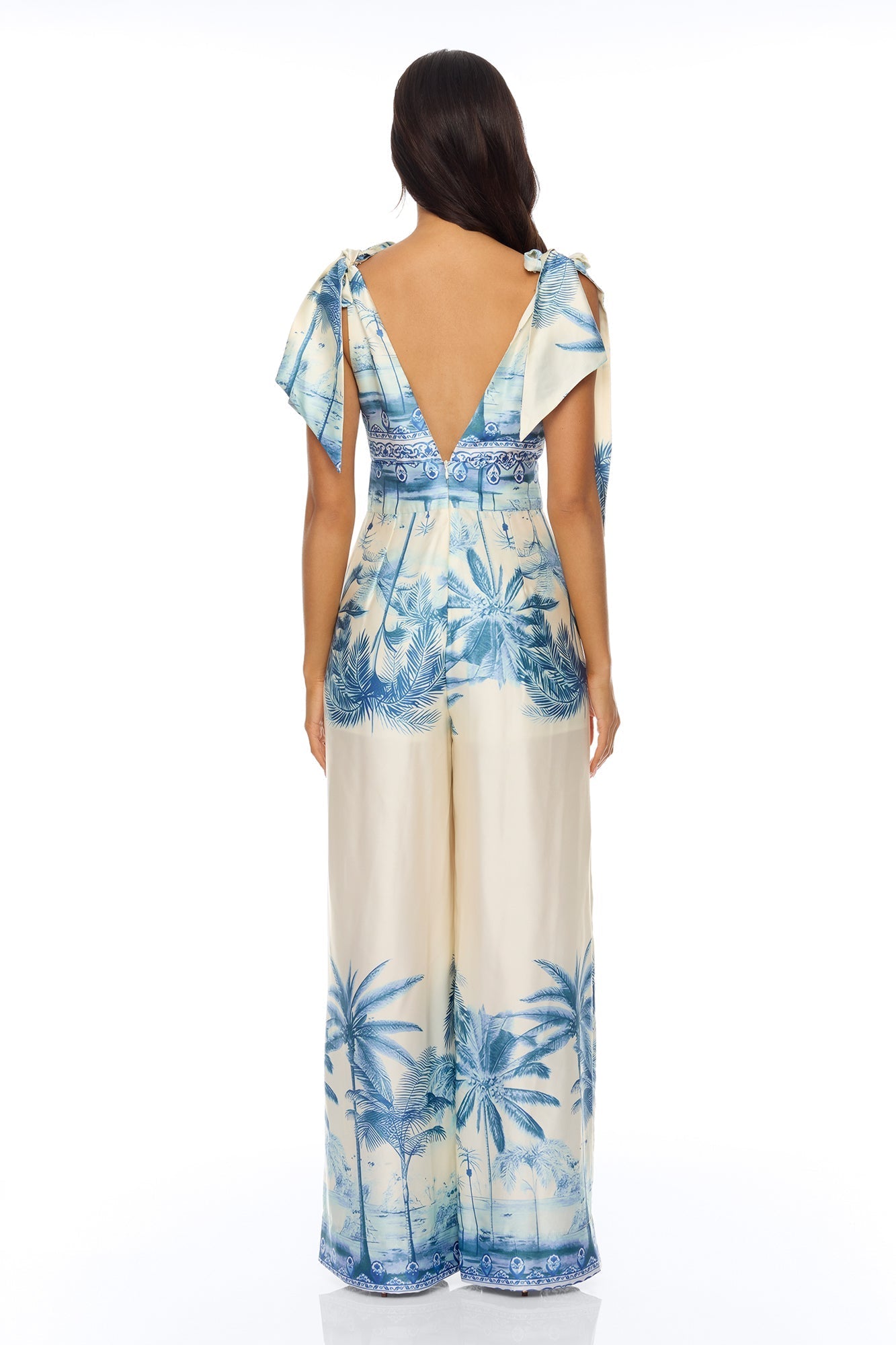 Amalfi Coast Satin Jumpsuit - Blue/combo NEWFASHIONEDGE