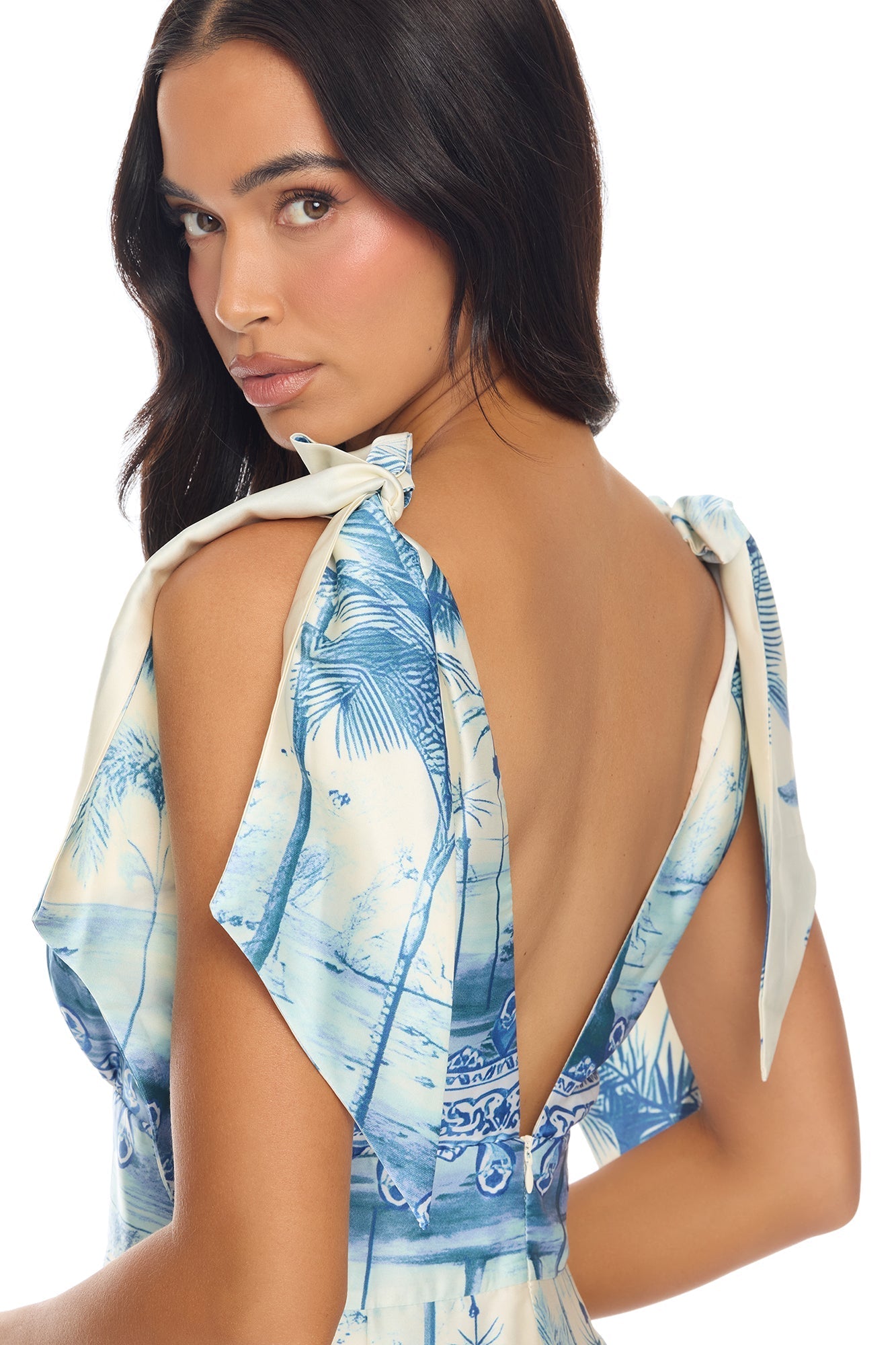Amalfi Coast Satin Jumpsuit - Blue/combo NEWFASHIONEDGE