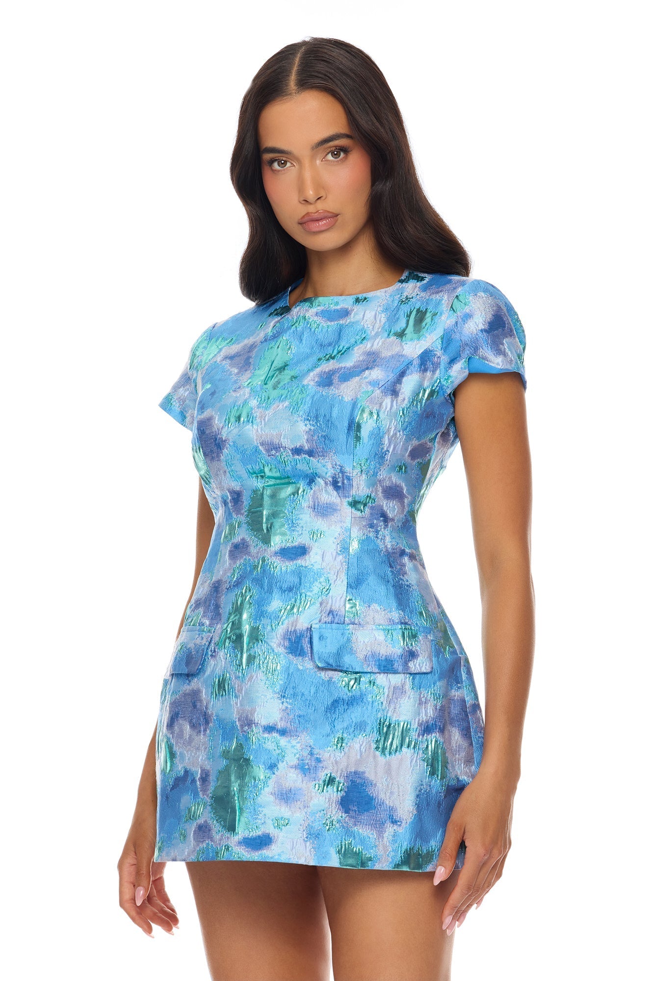 Juliette Jacquard Mini Dress - Blue/combo NEWFASHIONEDGE