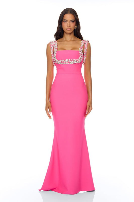 Masie Bandage Gown - Hot Pink