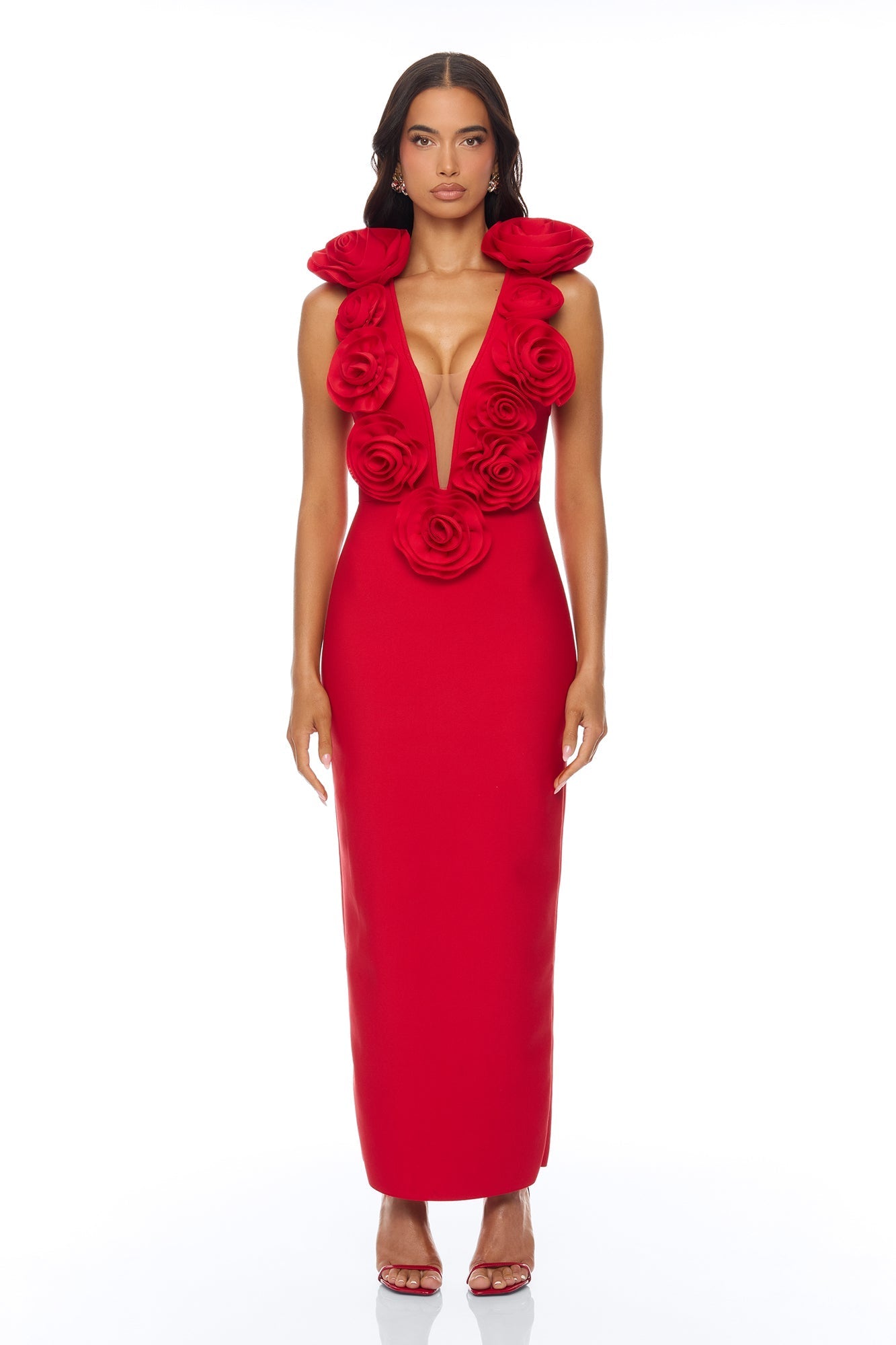 Rosalia Rosette Bandage Maxi Dress - Red NEWFASHIONEDGE