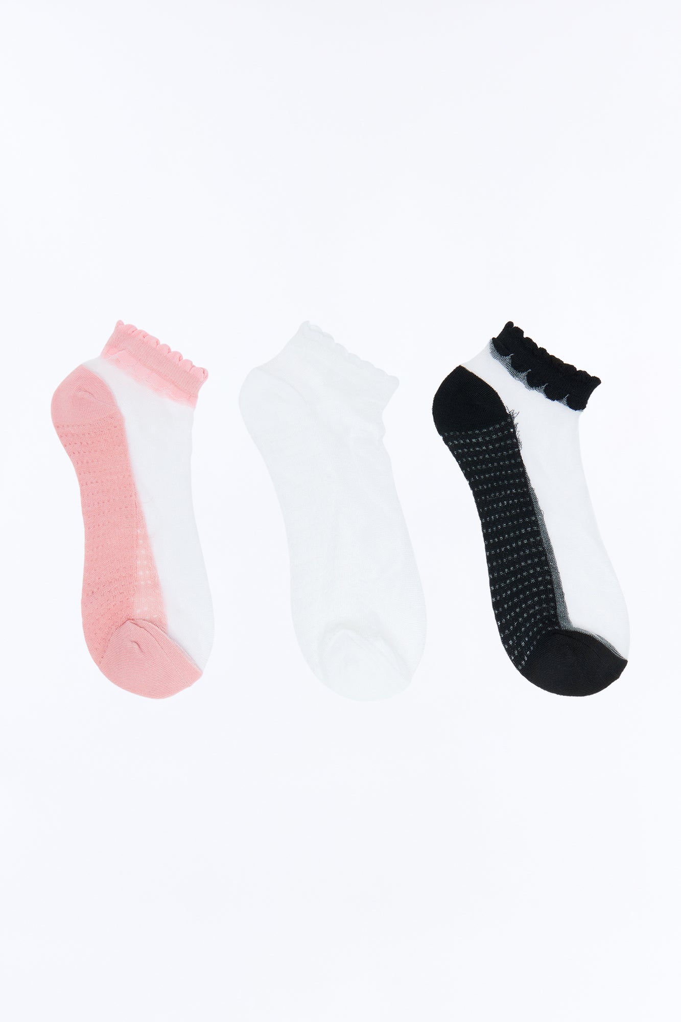 Barely There 3 Pack Sheer Ankle Socks - White/combo NEWFASHIONEDGE