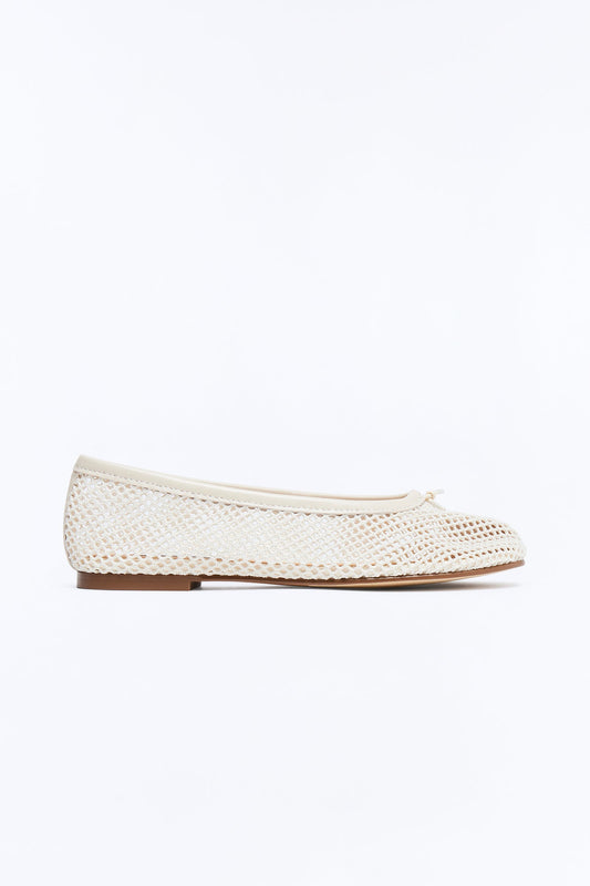 Steve Madden Calico Black Mesh Split Toe Tabi Ballet Flat - Bone