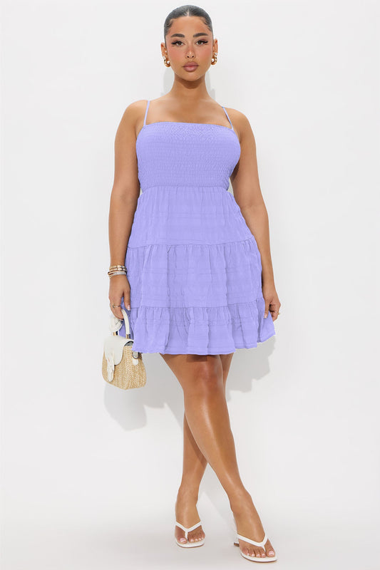 Summer Breeze Smocked Mini Dress - Lilac