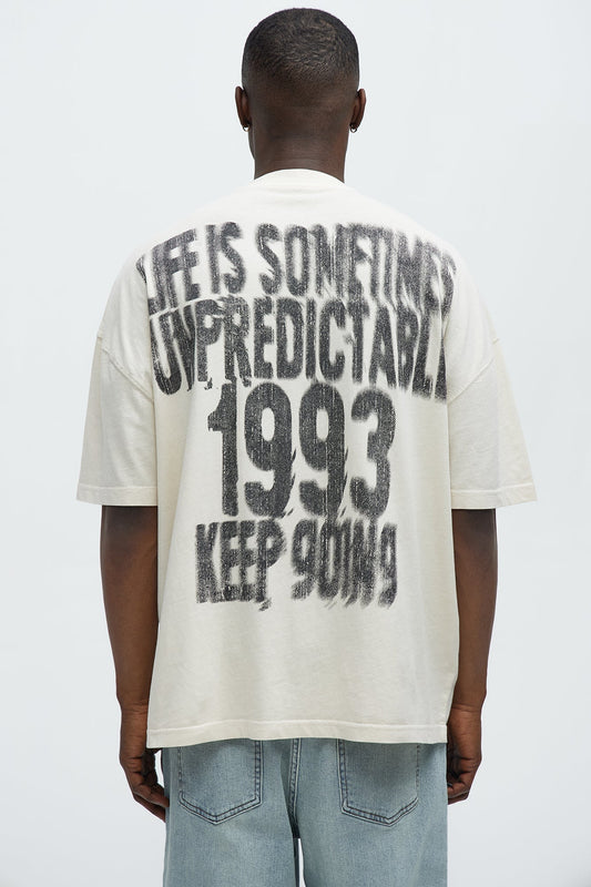 Unpredictable 1993 Oversized Short Sleeve Tee - Cream