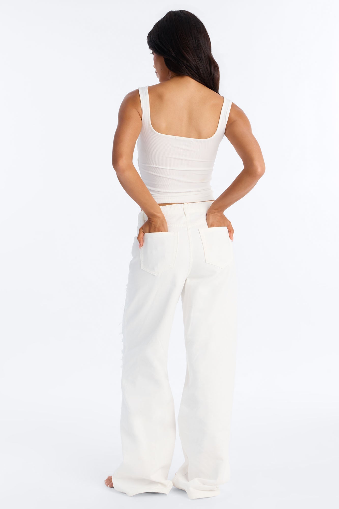 White Lies High Rise Ripped Jeans - White