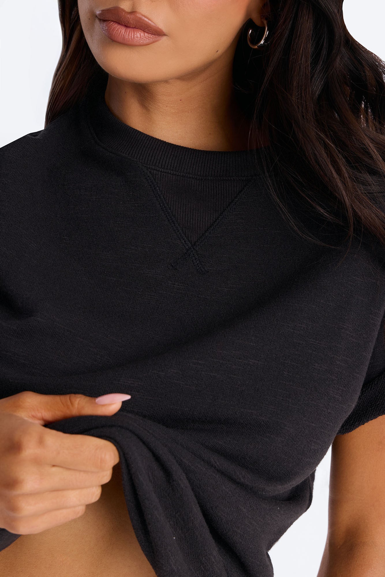 Korie Oversized Crew Neck Short Sleeve T-Shirt - Black