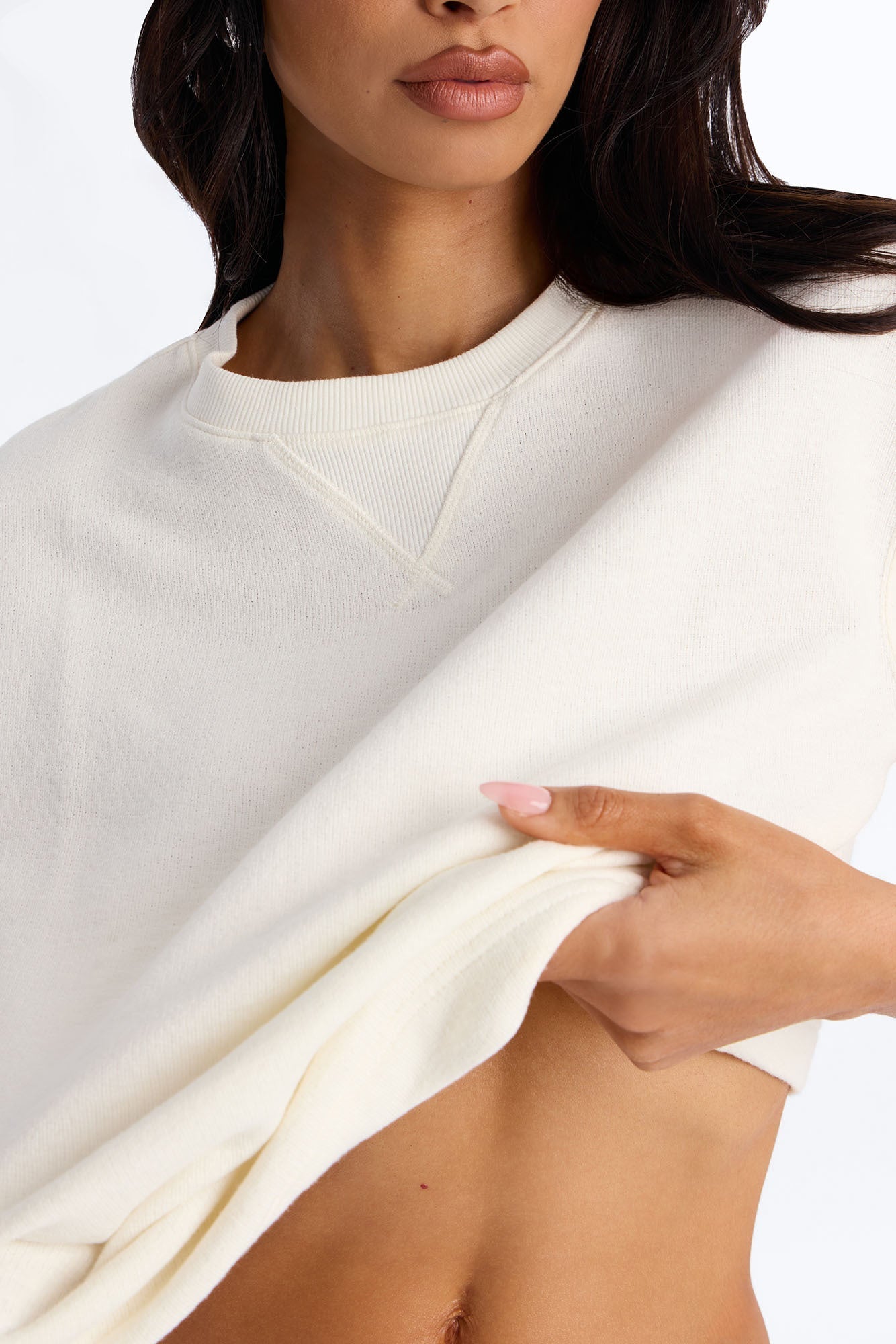 Korie Oversized Crew Neck Short Sleeve T-Shirt - Cream