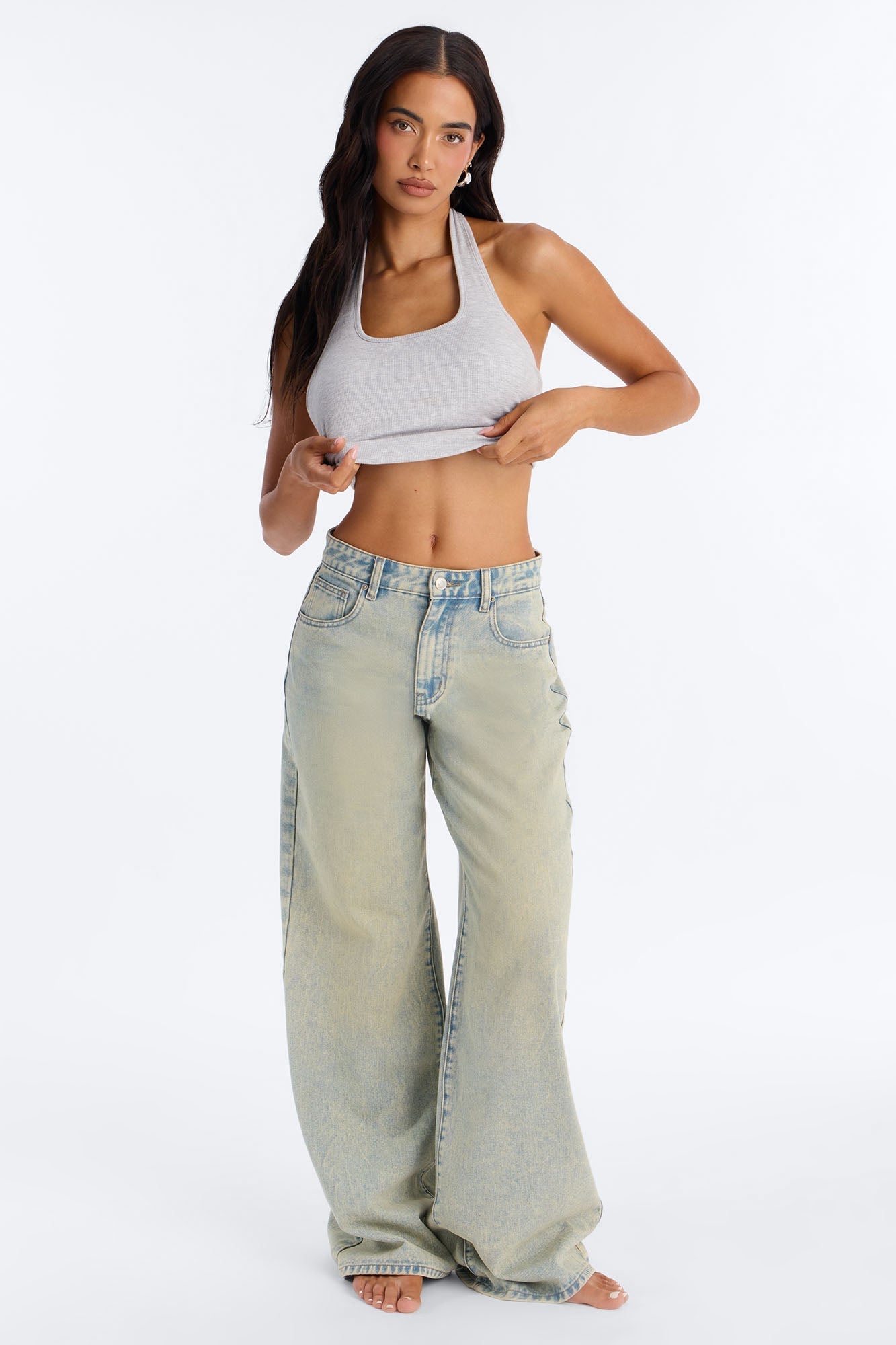 A Total Looker Dropped Waist Baggy Jeans - Vintage Wash