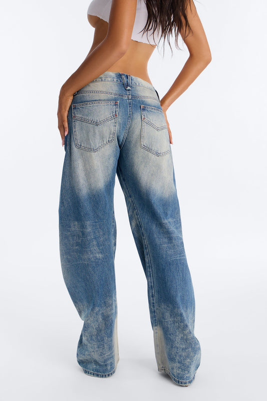 Arlette Premium Tinted Wide Leg Jeans - Vintage Wash