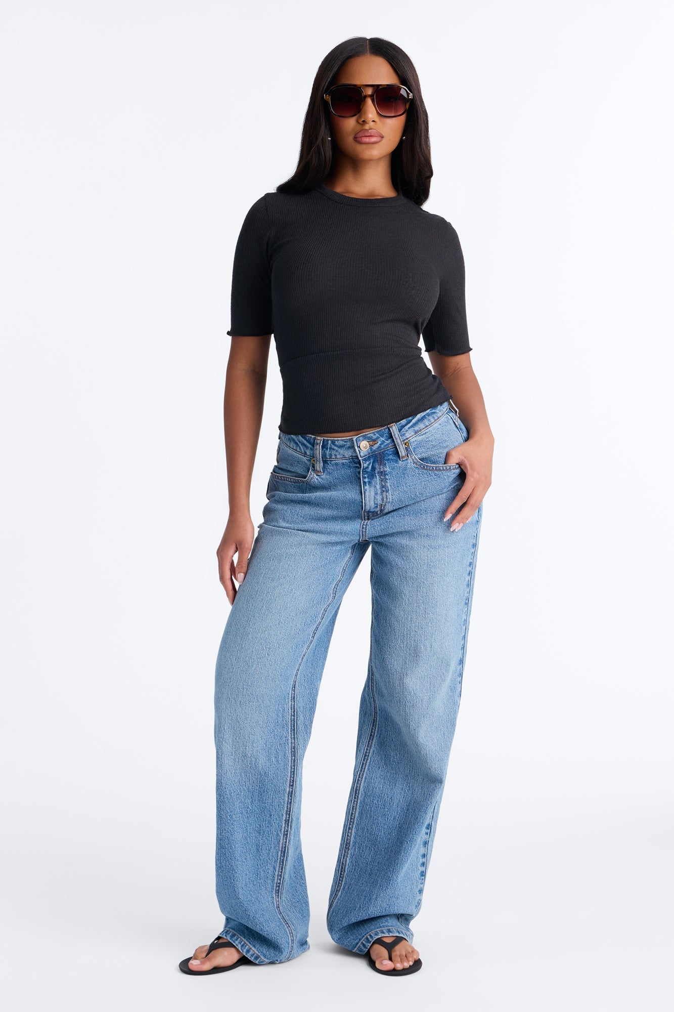 Bring You Back Ribbed Baby Tee - Black NEWFASHIONEDGE
