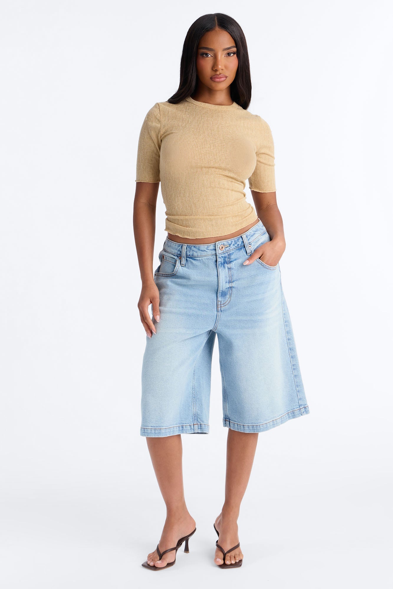 Bring You Back Ribbed Baby Tee - Sand NEWFASHIONEDGE