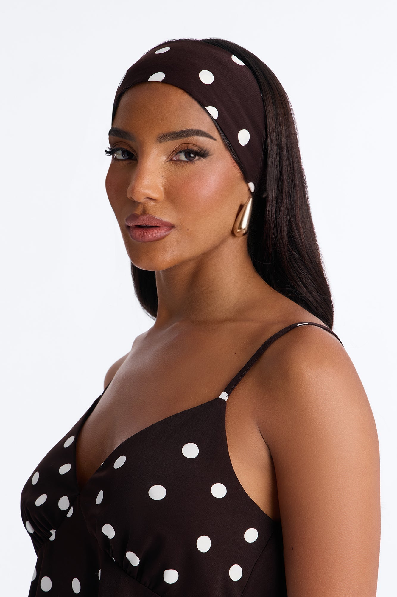Monique Satin Polka Dot 3 Piece Pant Set - Brown Combo Fashion Nova