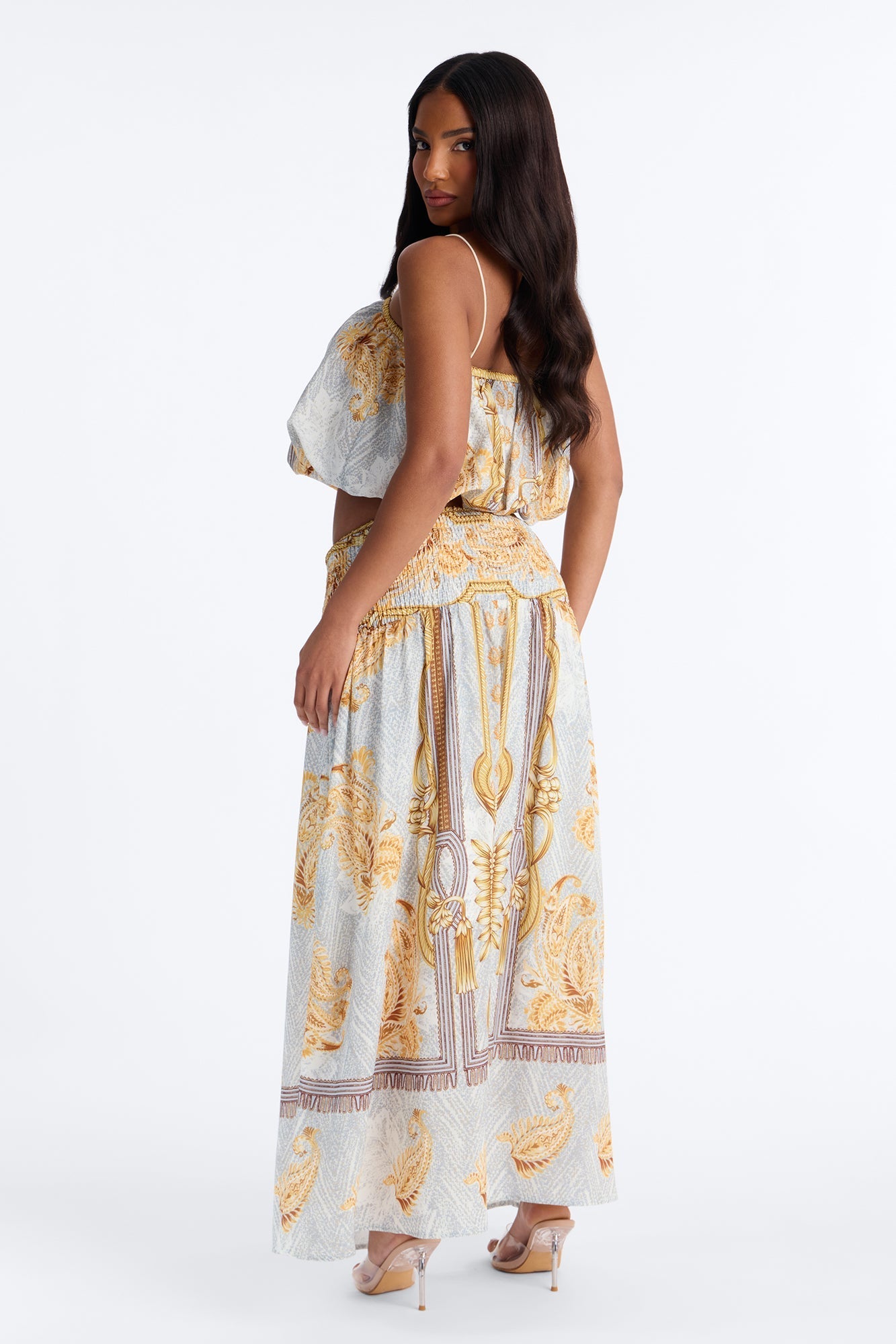 Better Days Bubble Cami Maxi Skirt Set - Gold/combo NEWFASHIONEDGE