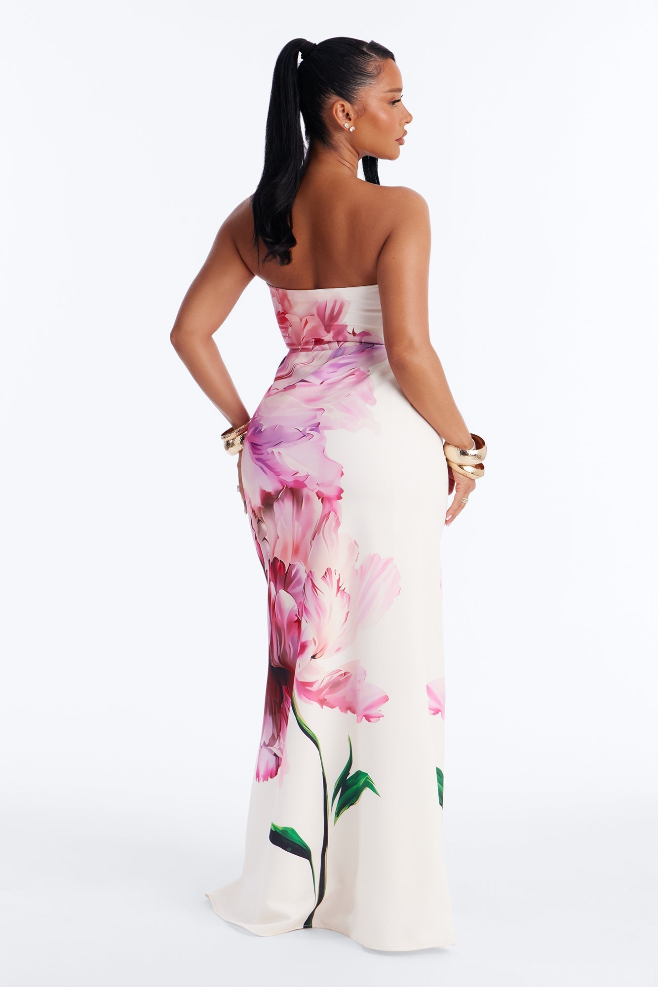 Whimsical Energy Strapless Maxi Dress - Magenta/combo NEWFASHIONEDGE
