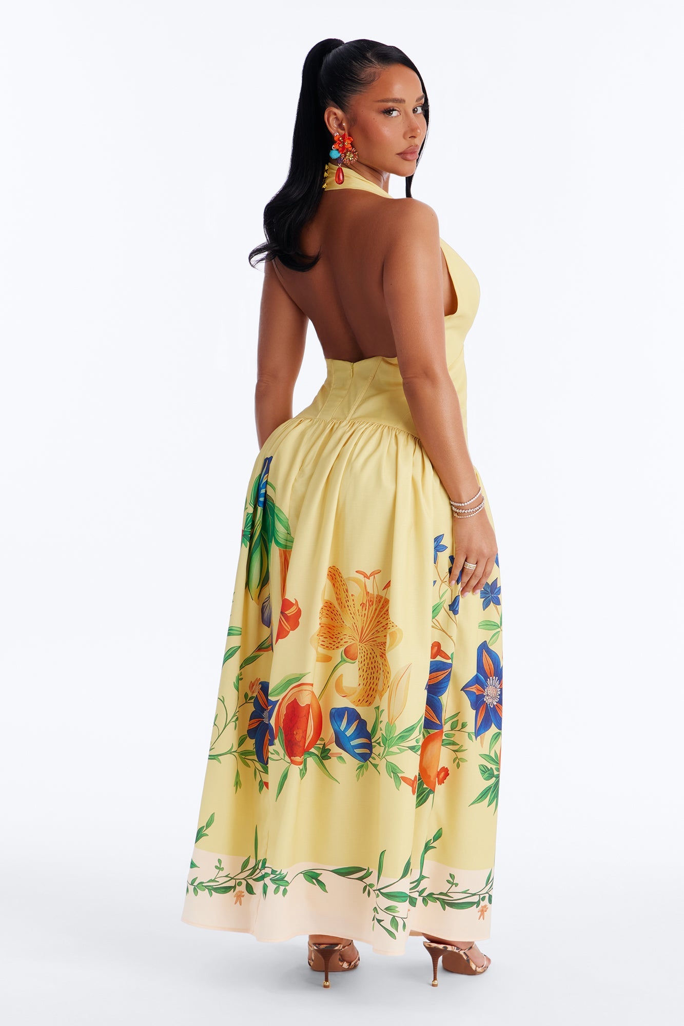Summer Goddess Halter Maxi Dress - Yellow