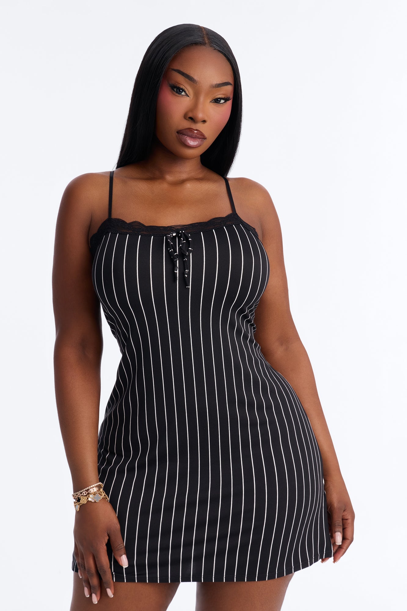 Stay The Night Sleep Dress - Black/White Fashion Nova