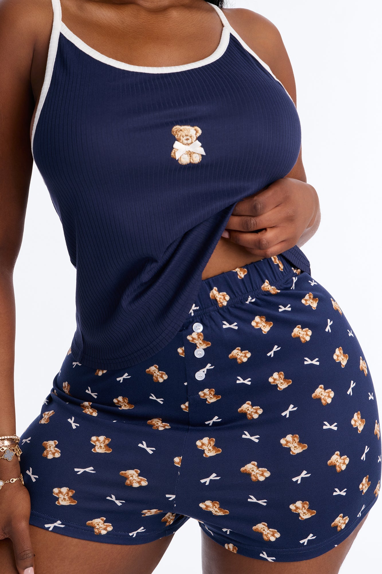Can We Cuddle PJ Boxer Short Set - Navy/combo Fashion Nova