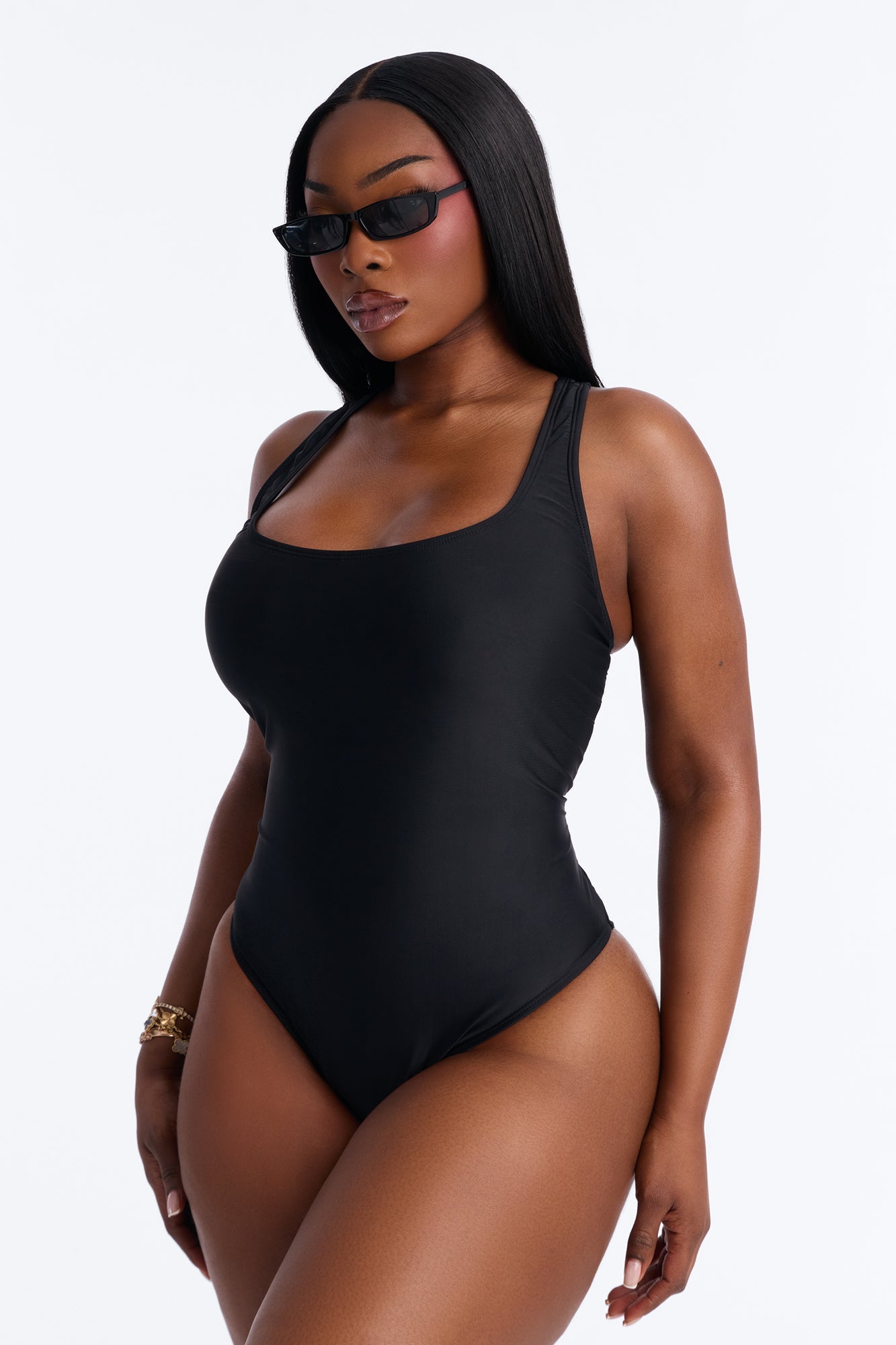 Donna Sleeveless Scoop Neck 1 Piece Swimsuit - Black
