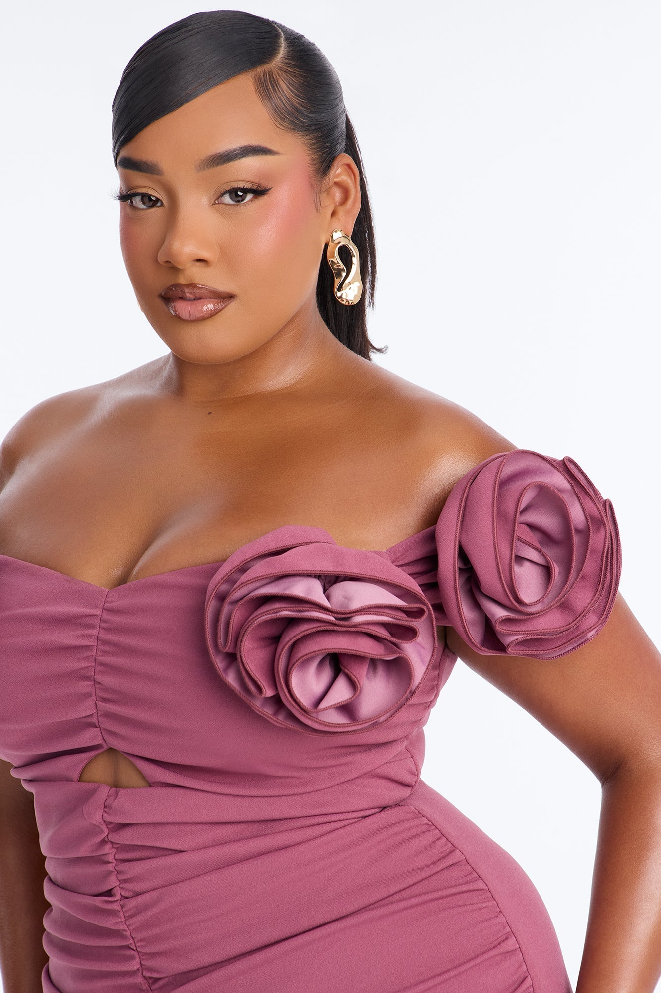 Rosalie Off Shoulder Mini Dress - Mauve NEWFASHIONEDGE