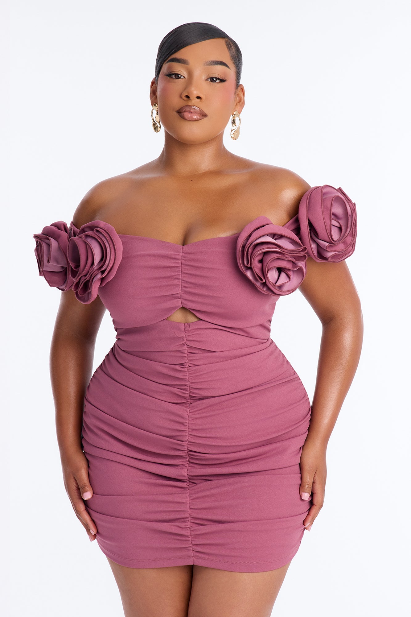 Rosalie Off Shoulder Mini Dress - Mauve NEWFASHIONEDGE