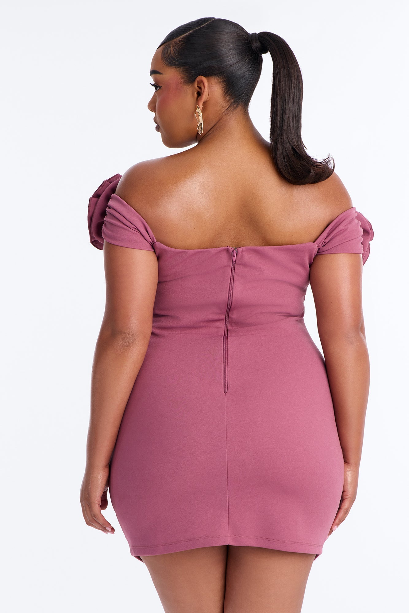 Rosalie Off Shoulder Mini Dress - Mauve NEWFASHIONEDGE