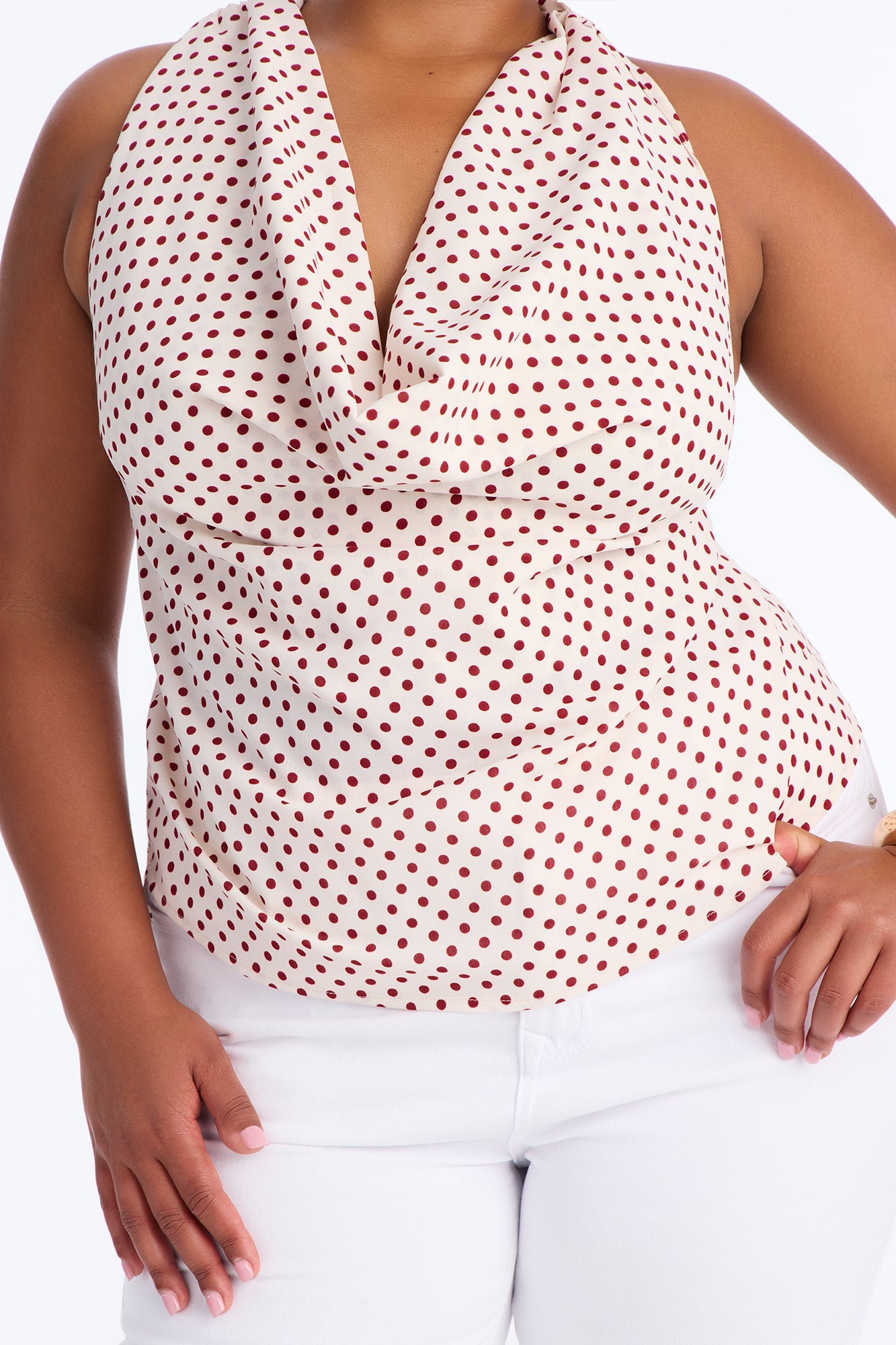 Tea Party Princess Polka Dot Airflow Halter Top - Cream/combo Fashion Nova