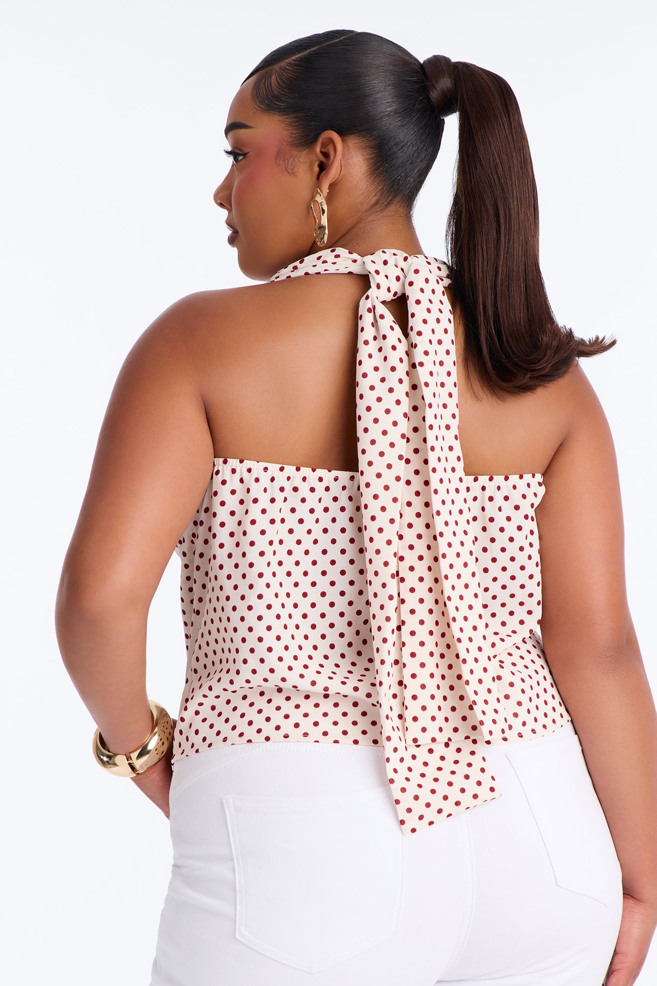 Tea Party Princess Polka Dot Airflow Halter Top - Cream/combo Fashion Nova