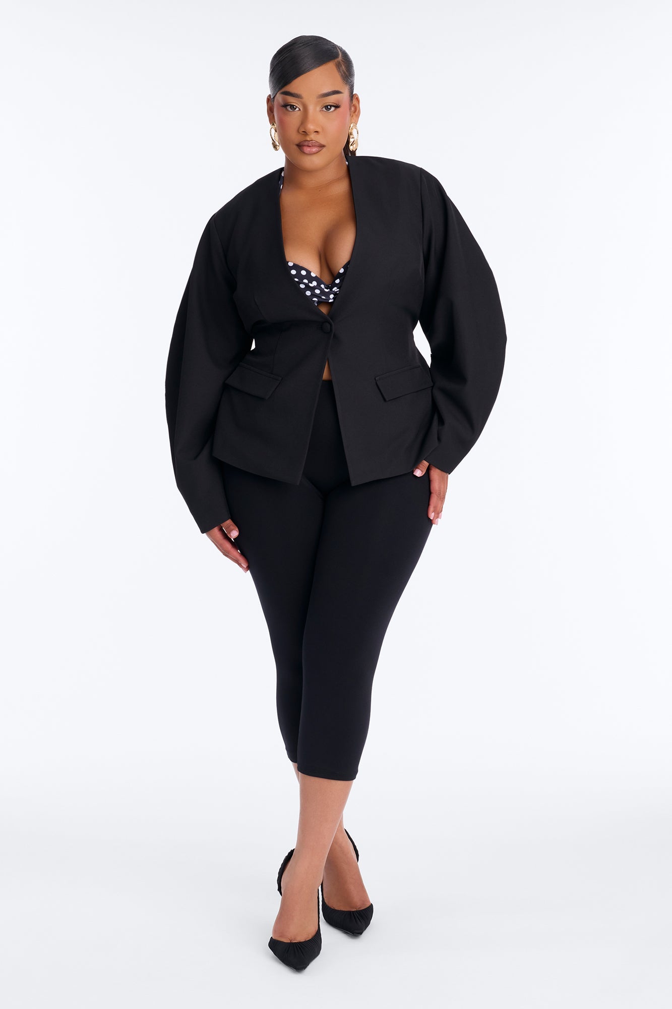 Mariella Barrel Sleeve Blazer - Black