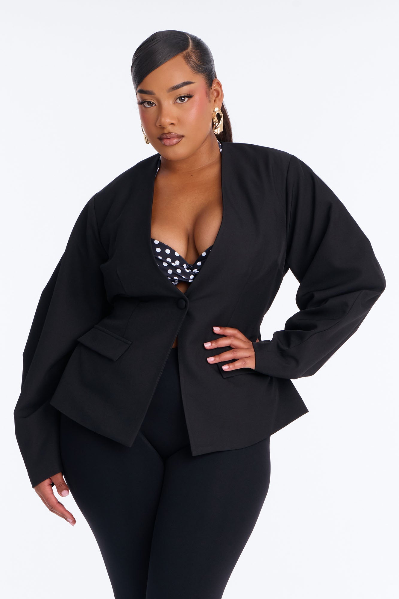 Mariella Barrel Sleeve Blazer - Black