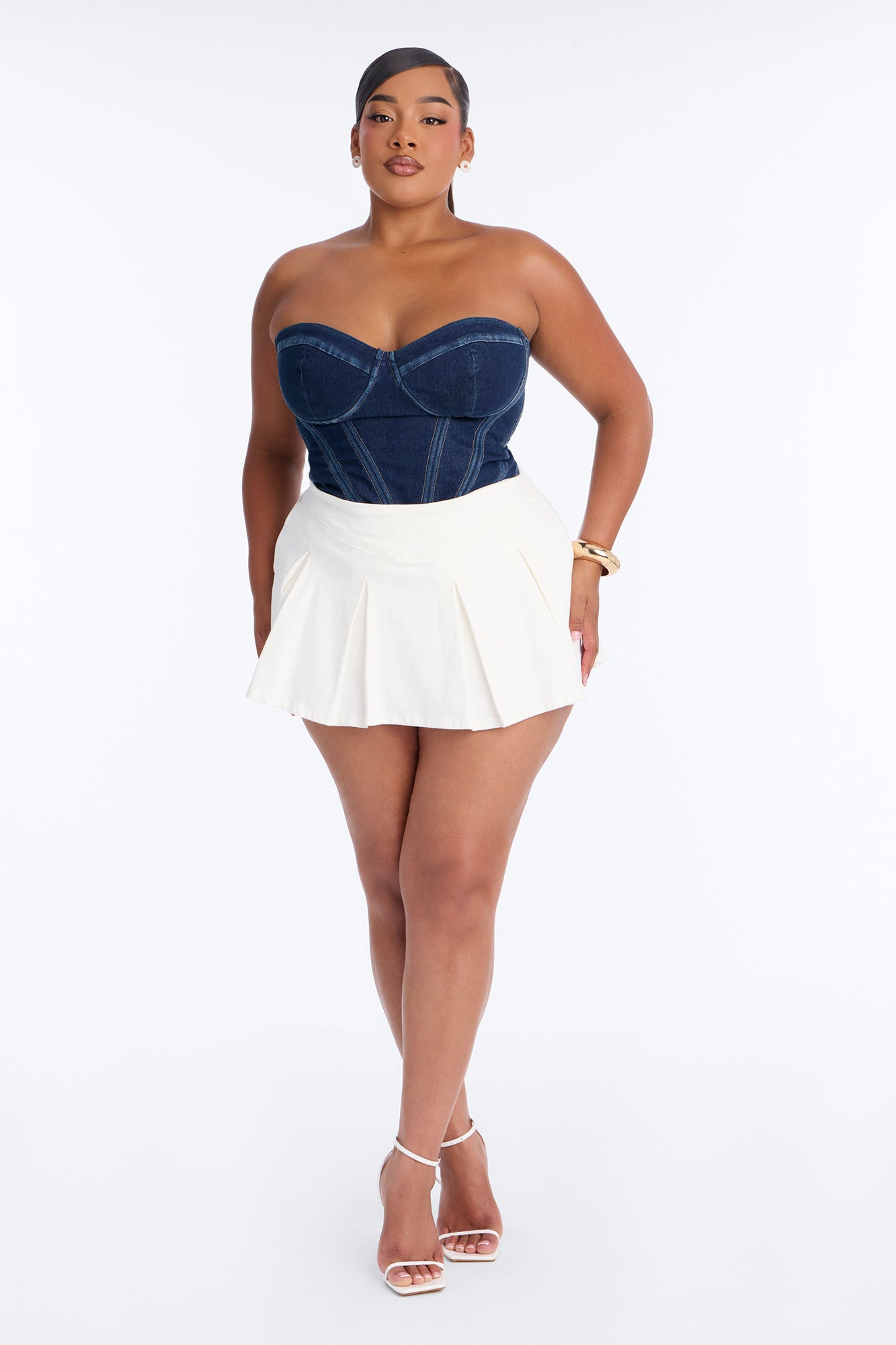Told You So Denim Micro Mini Skort - White Wash Fashion Nova