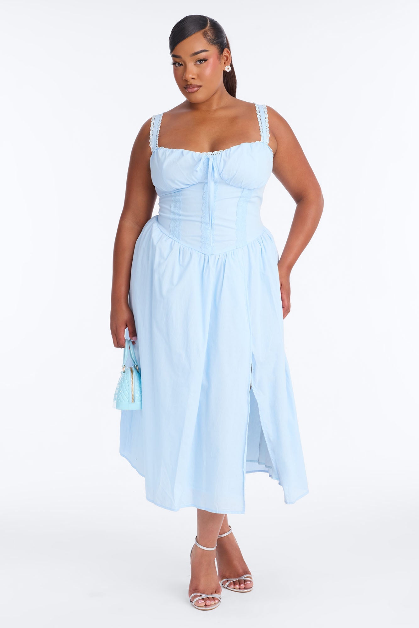 Scarlett Pleated Poplin Midi Dress - Blue Fashion Nova