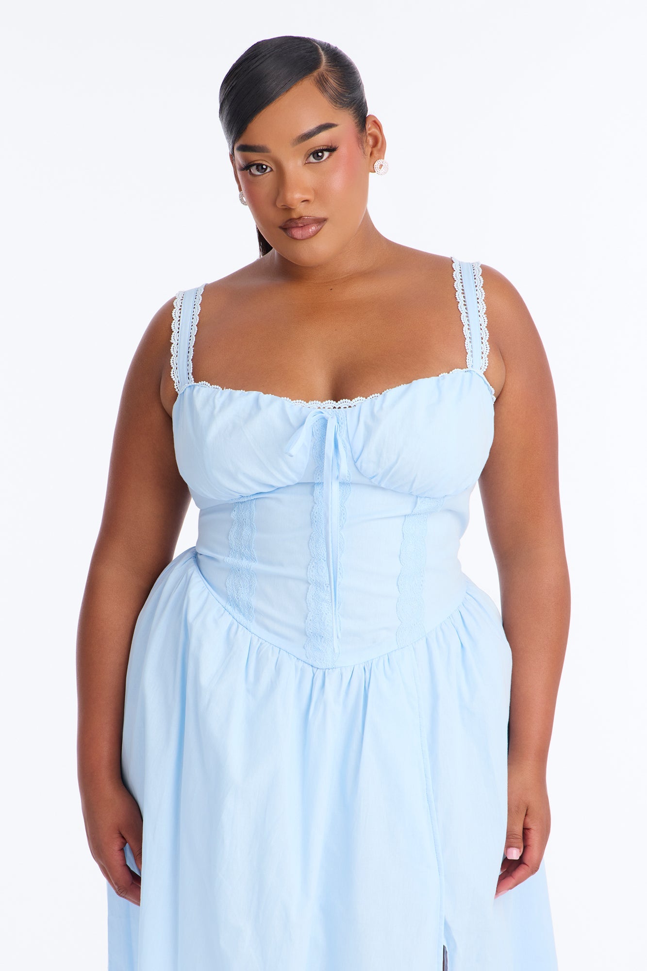 Scarlett Pleated Poplin Midi Dress - Blue Fashion Nova