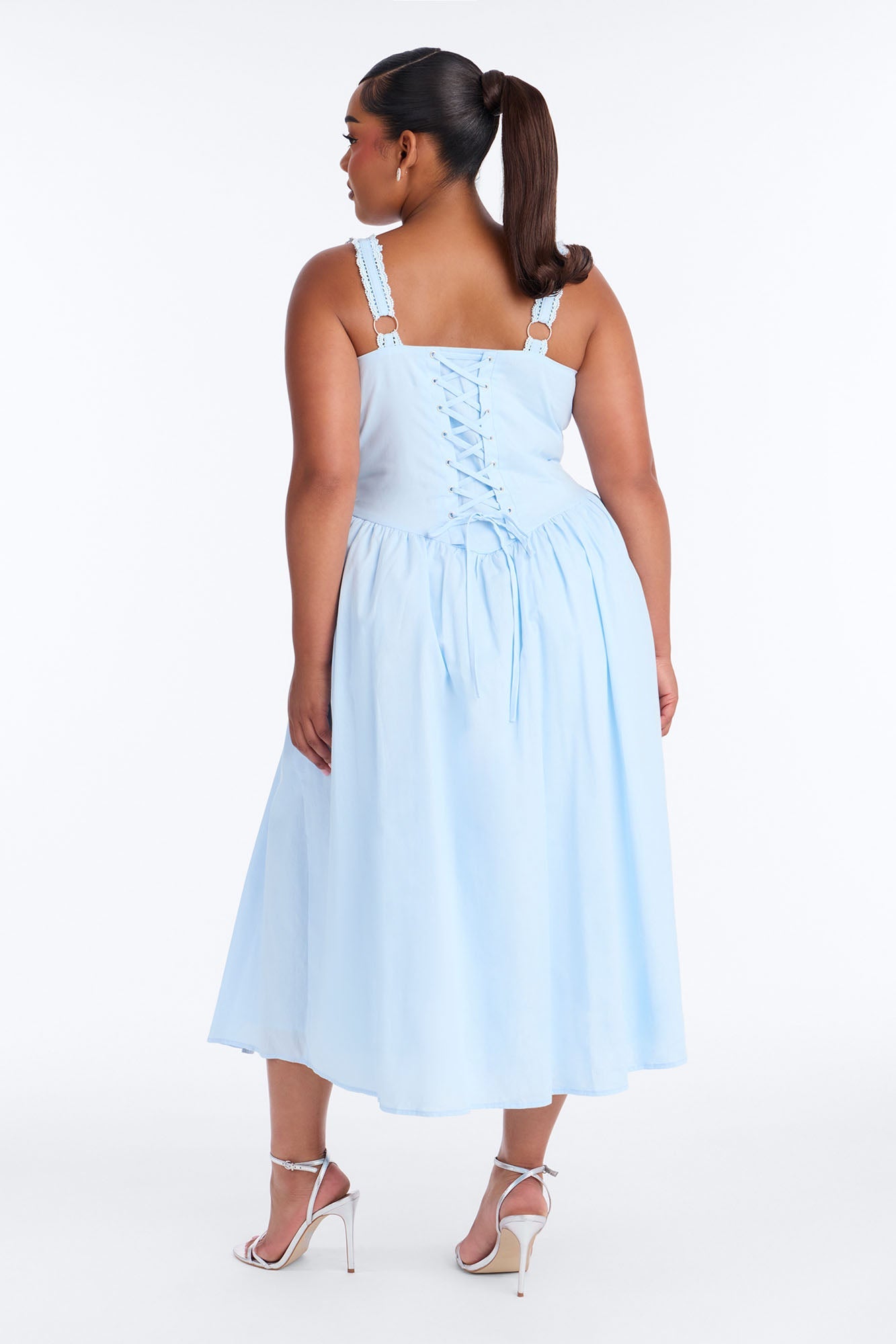 Scarlett Pleated Poplin Midi Dress - Blue Fashion Nova
