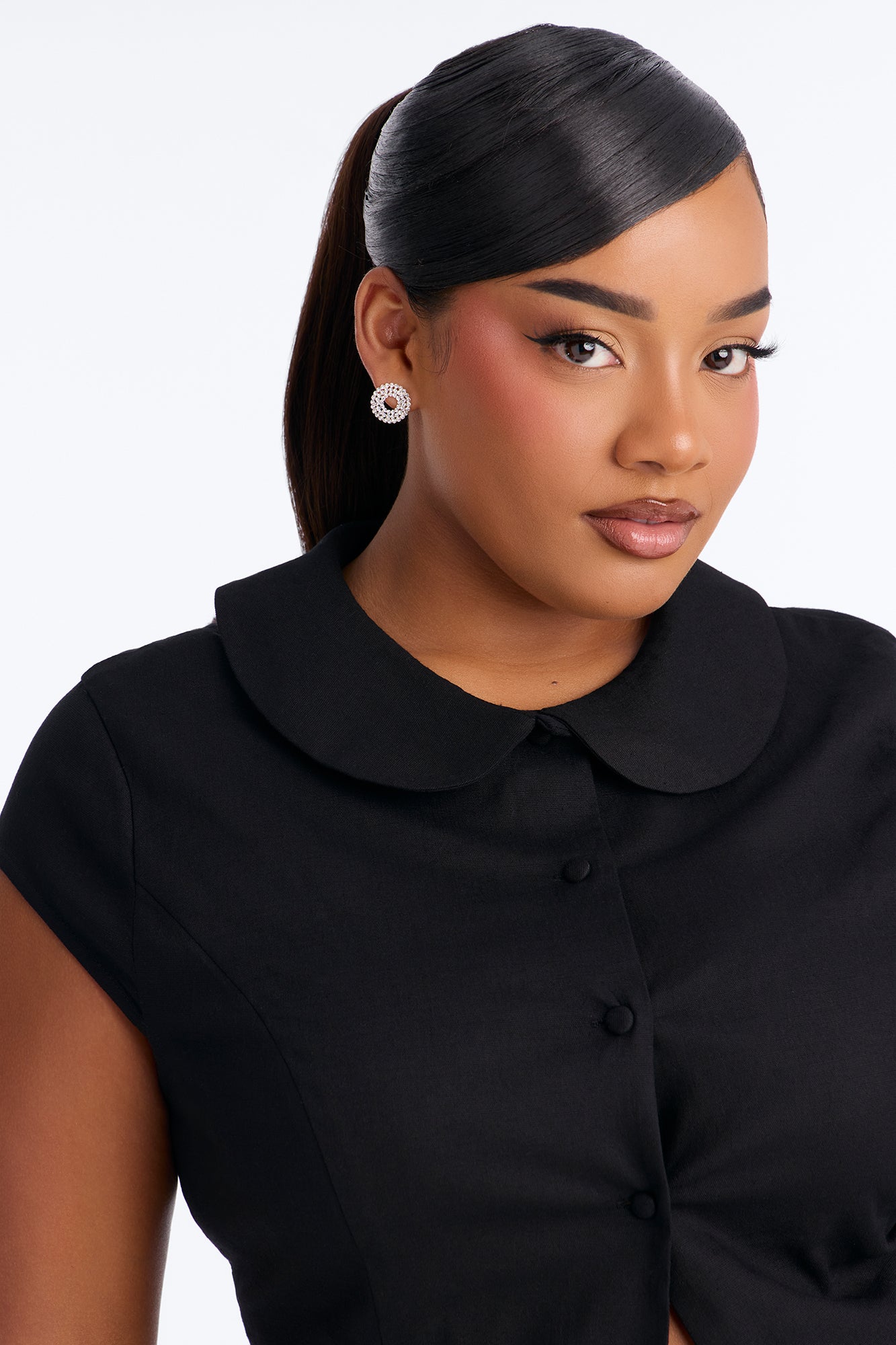 Little Cute Moment Tie Back Linen Shirt - Black