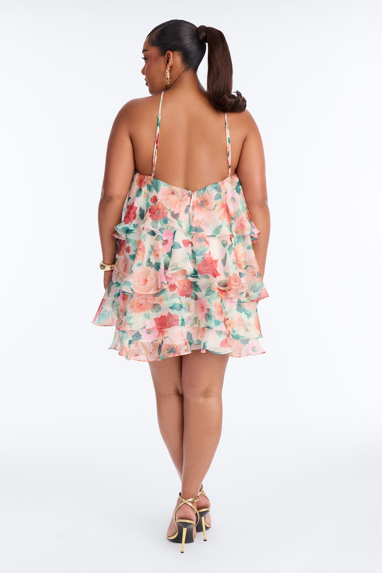 Haisley Floral Organza Mini Dress - Orange/combo