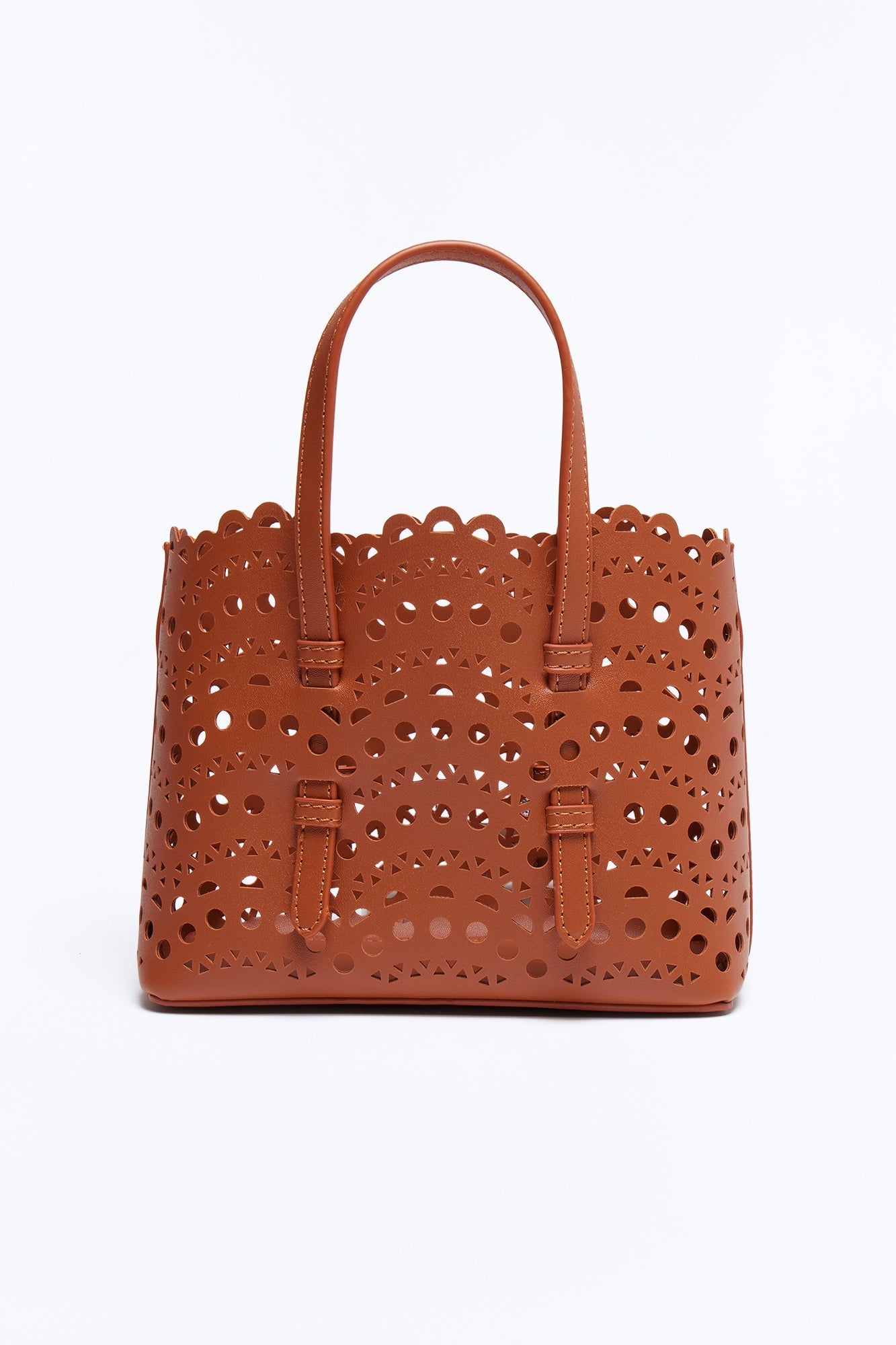 Lace On Faux Leather Crossbody Bag - Cognac NEWFASHIONEDGE