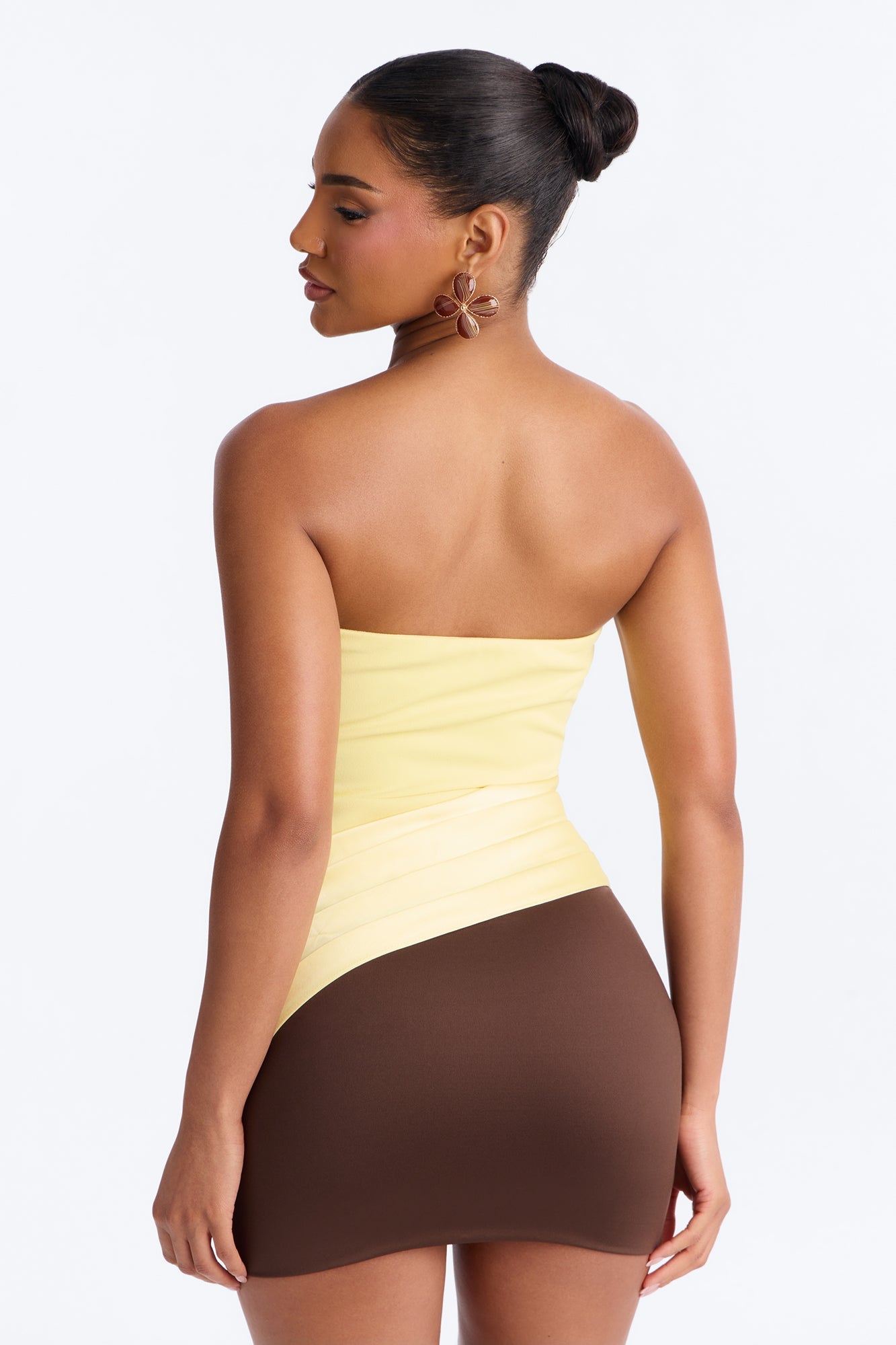 Sophistication Served Pleated Satin Corset - Butter Yellow