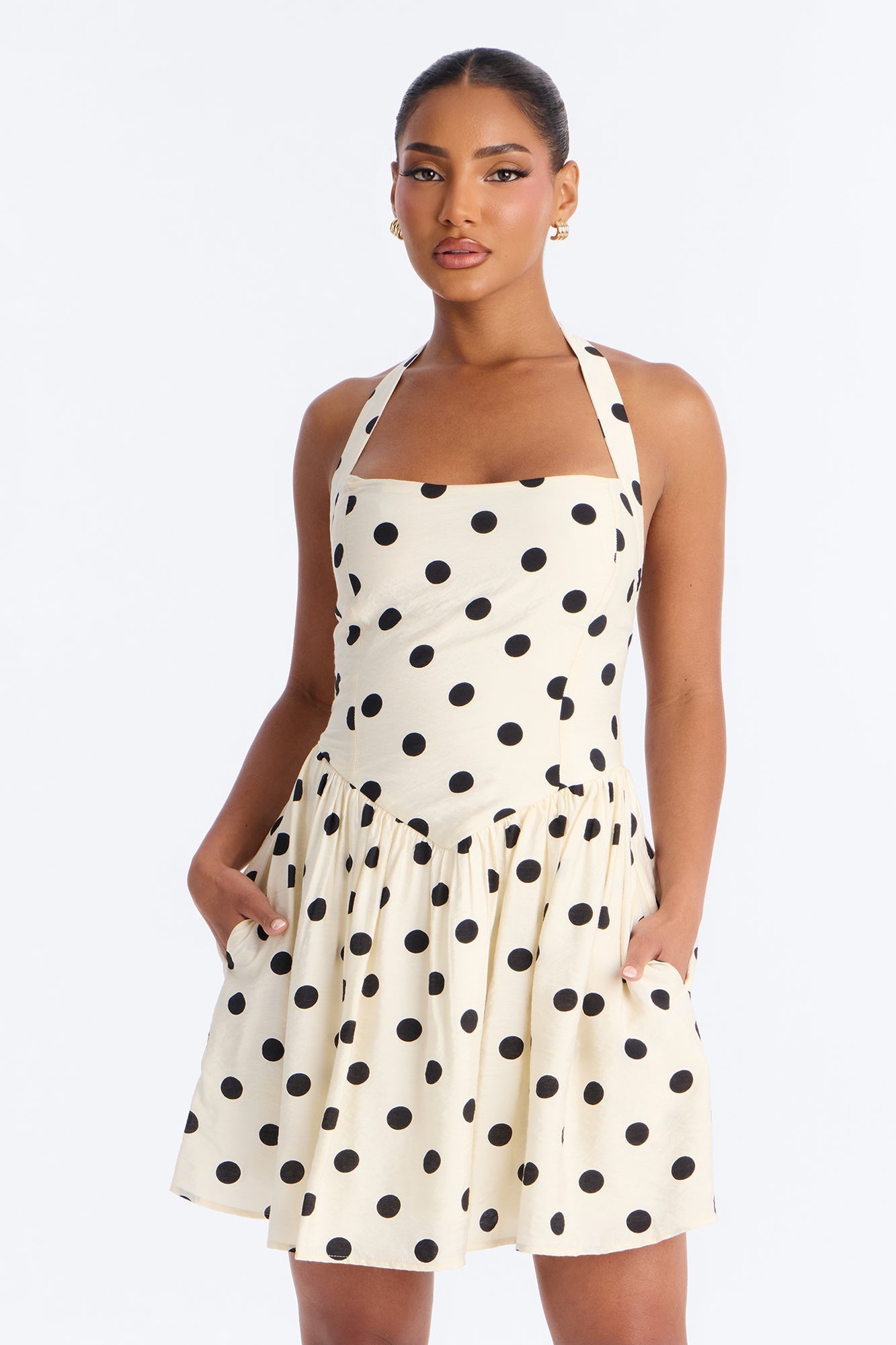 Clara Polka Dot Mini Dress - Cream/combo