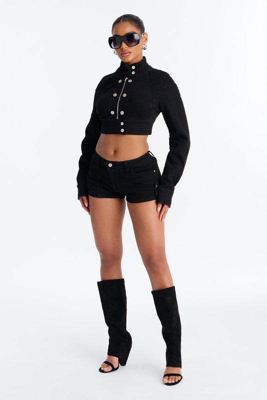 Command Authority Stretch Denim Shorts - Black