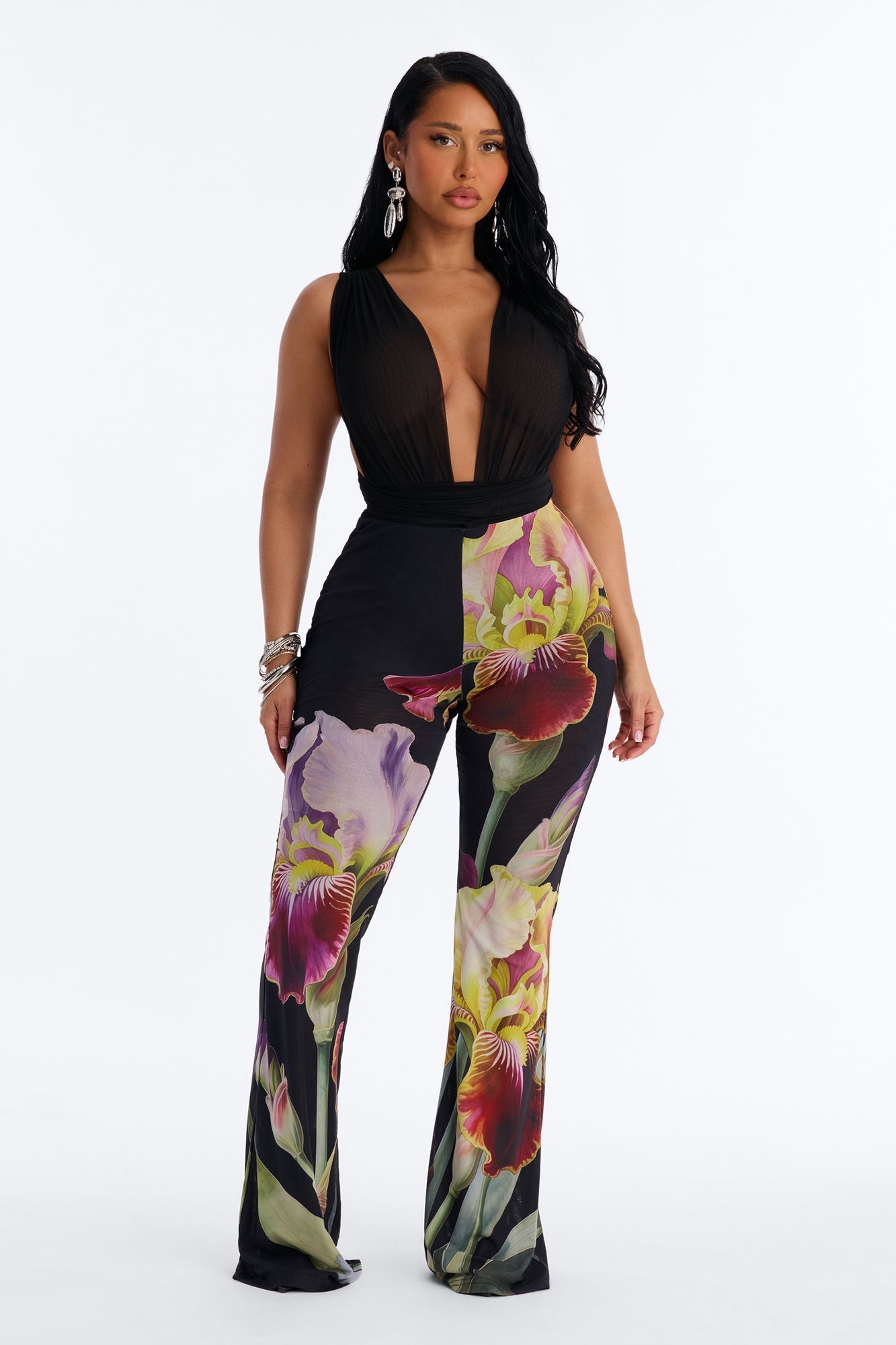 Taylor Double Mesh Skinny Flare Pant - Black/combo NEWFASHIONEDGE