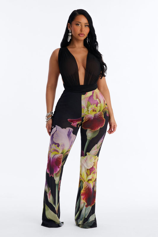 Taylor Double Mesh Skinny Flare Pant - Black/combo NEWFASHIONEDGE