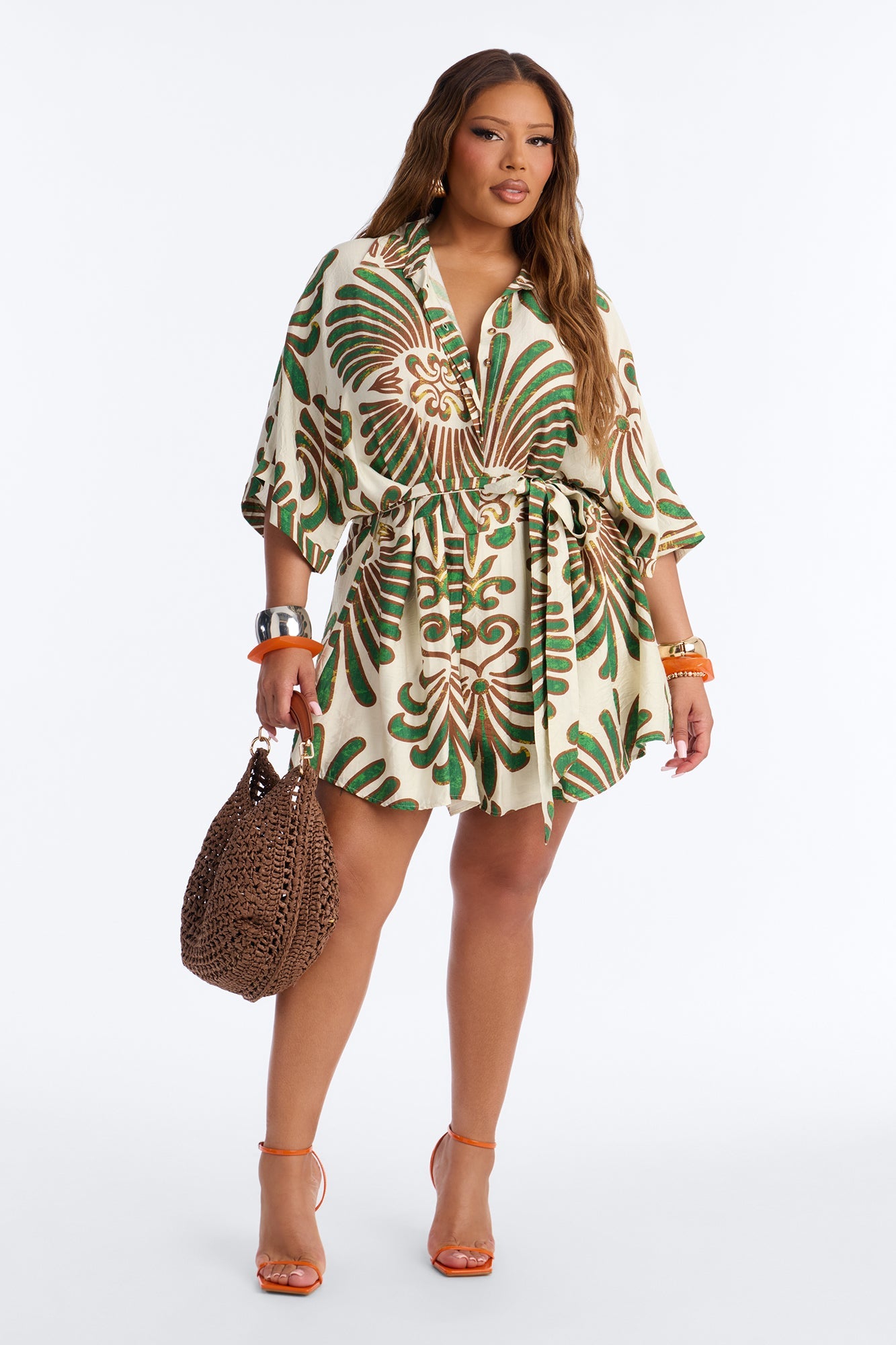 On Island Time Tropical Romper - Green/combo