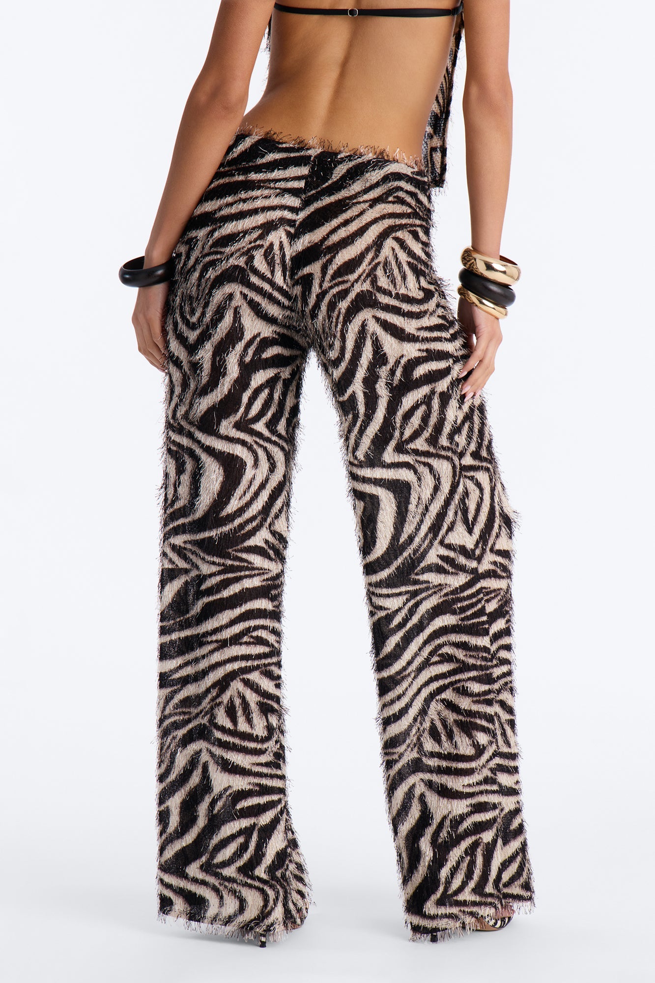 Anaya Textured Knit Abstract Low Rise Pant - Black/combo