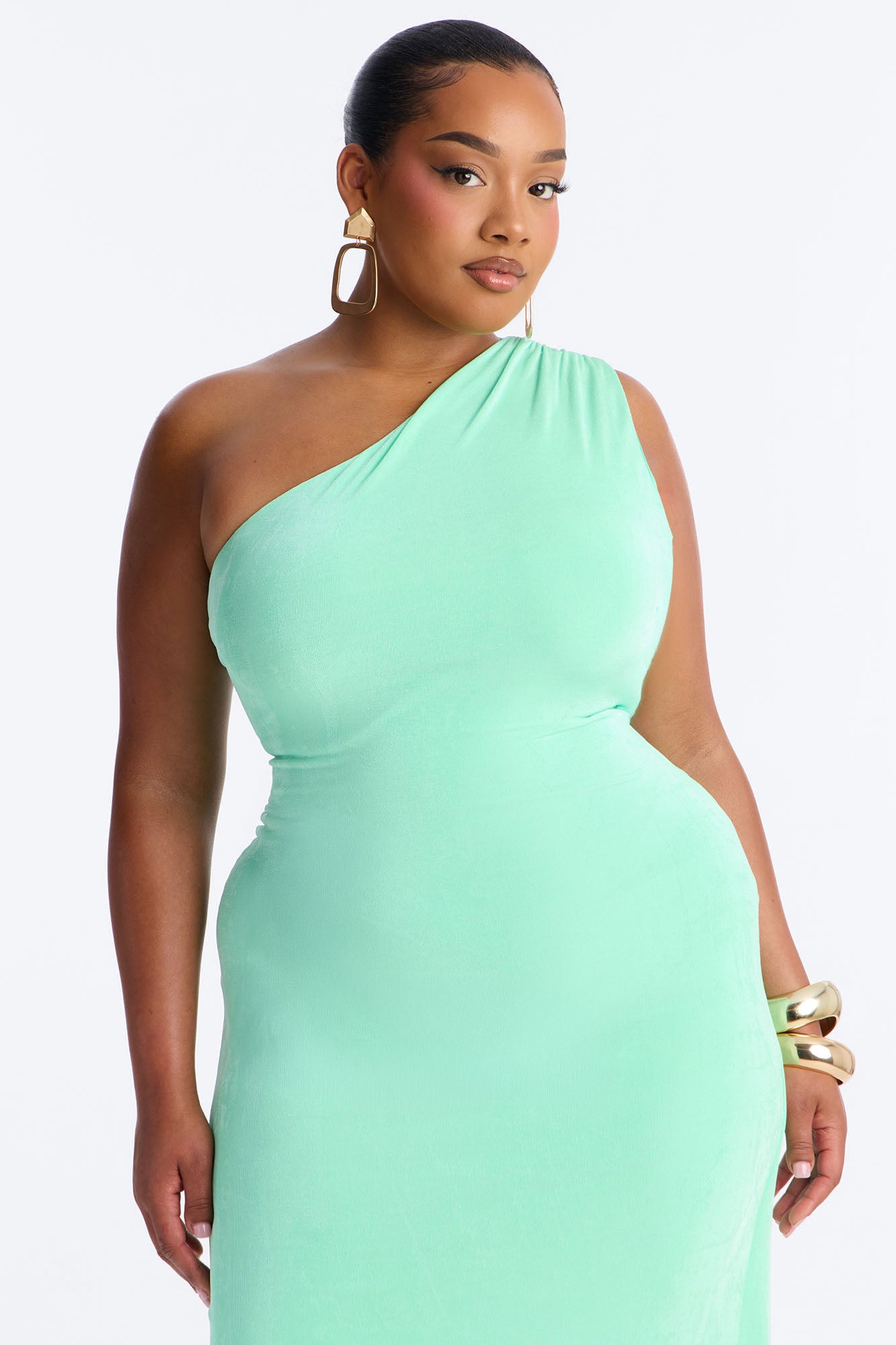 Annora One Shoulder Maxi Dress - Mint