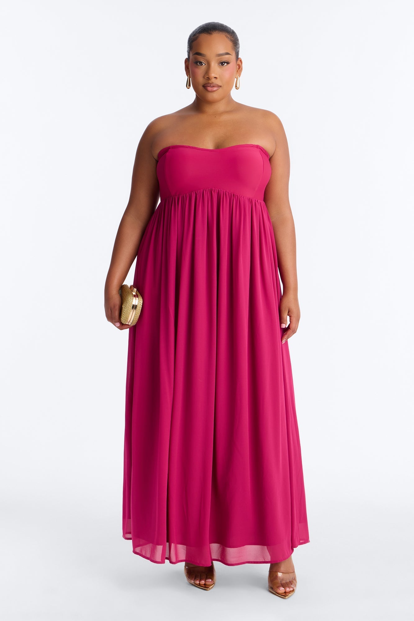 She's Effortless Chiffon Maxi Dress - Magenta