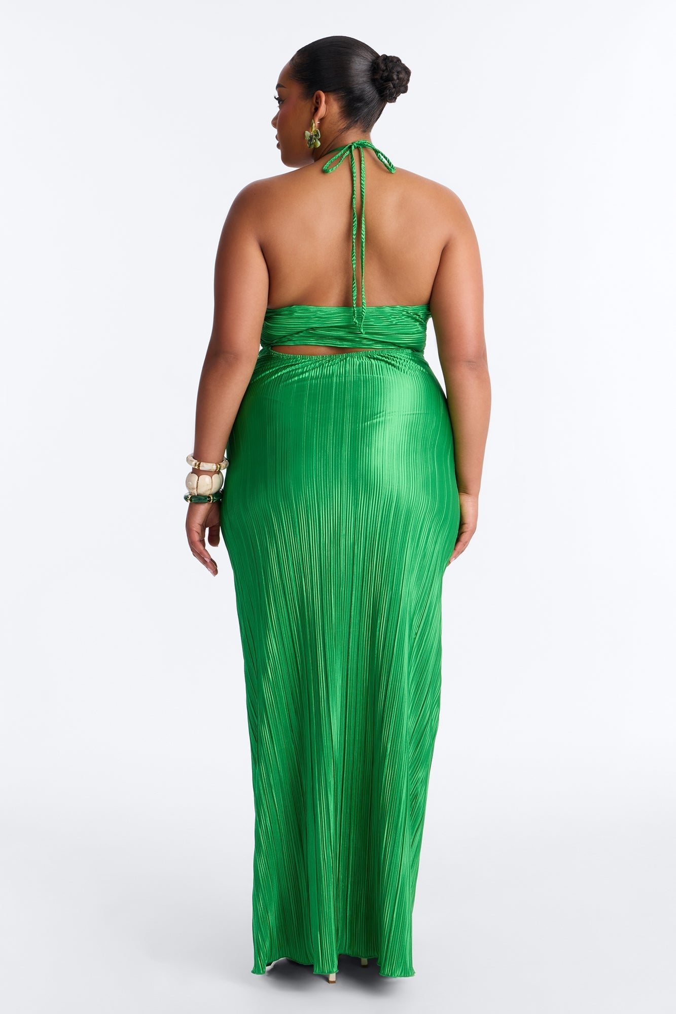 Paradise Glow Plisse Maxi Dress - Lime NEWFASHIONEDGE