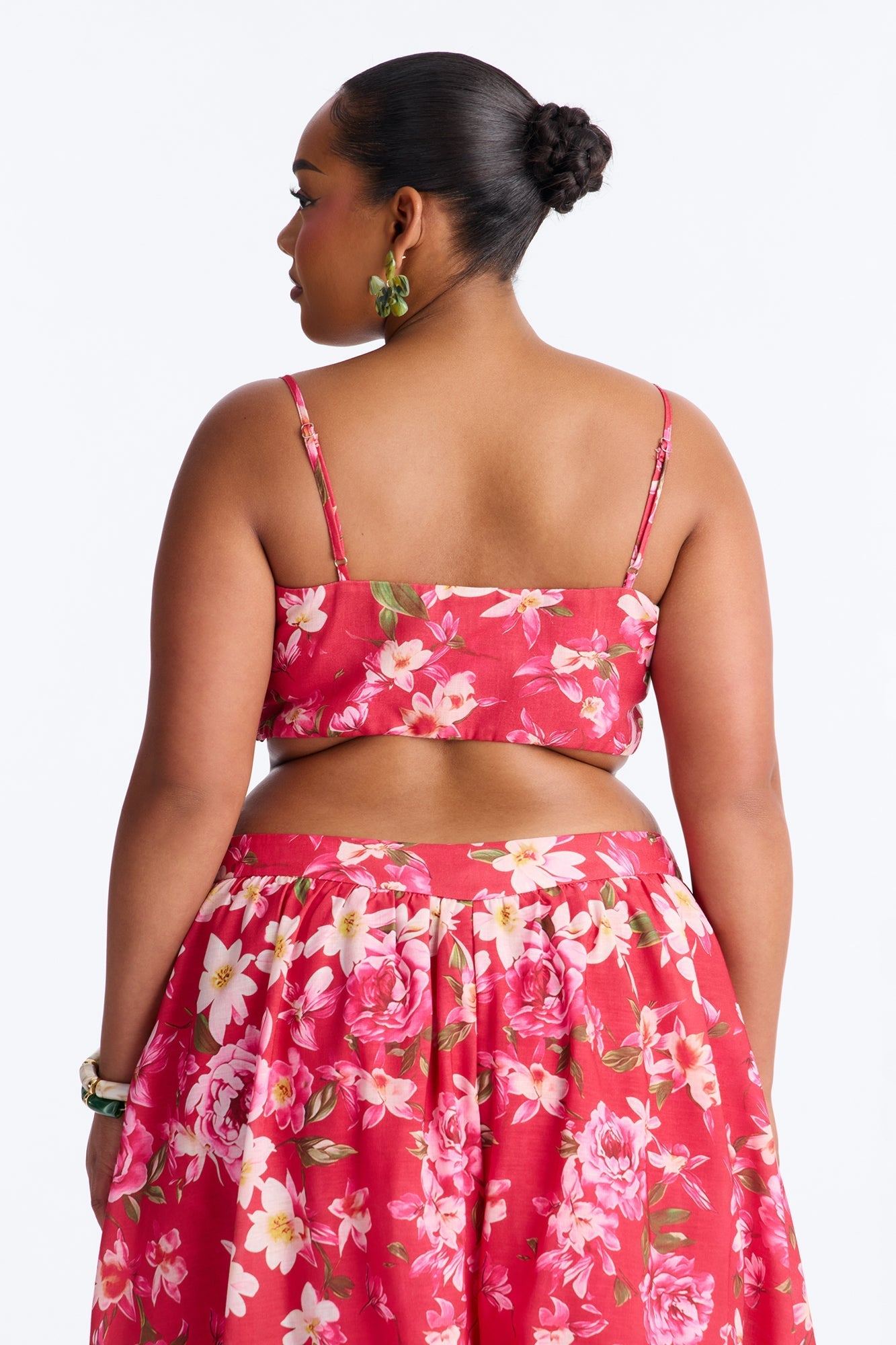 Yvete Floral Linen Bandeau Top - Pink/combo