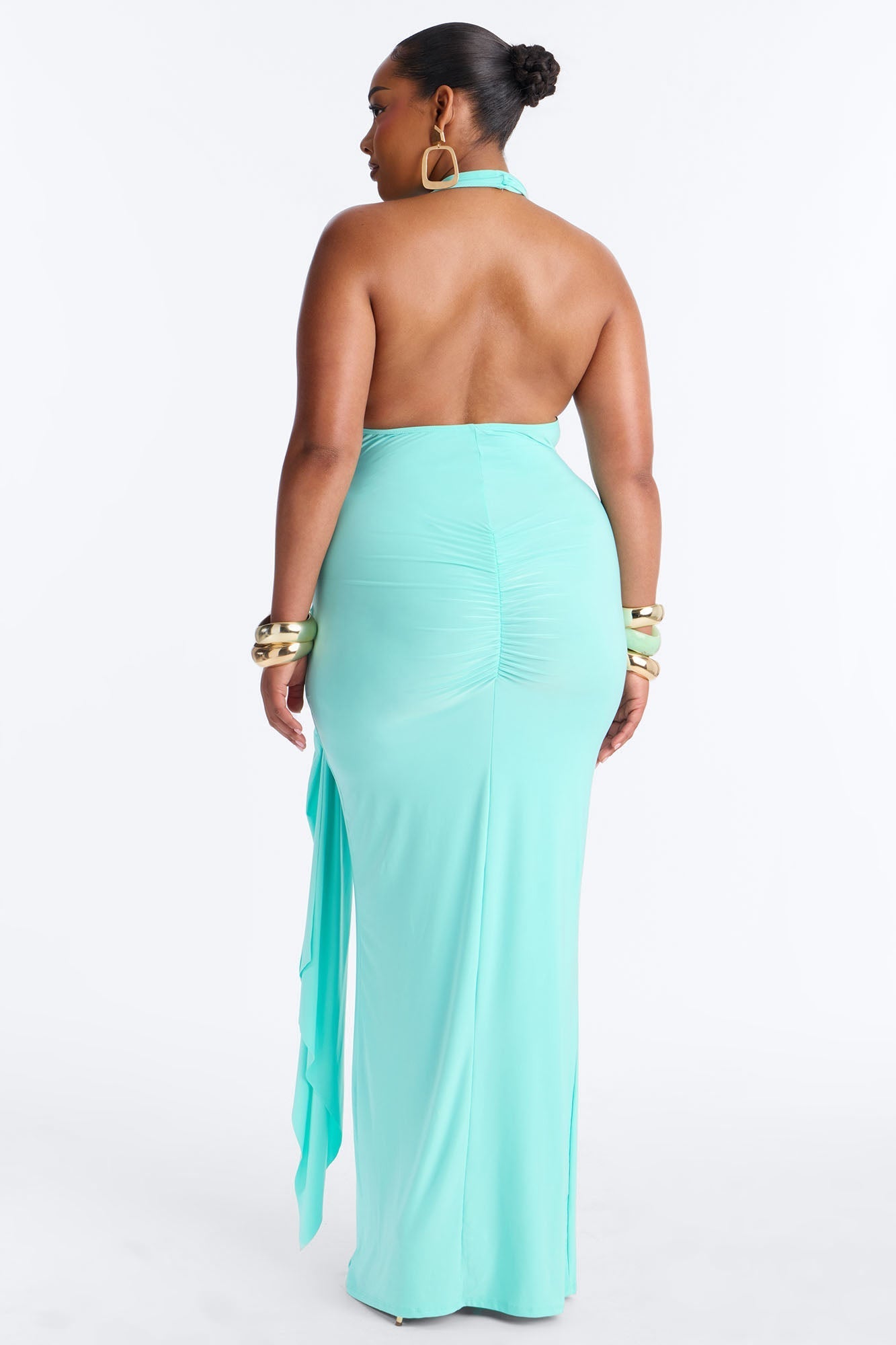 Delia Halter Backless Maxi Dress - Aqua NEWFASHIONEDGE
