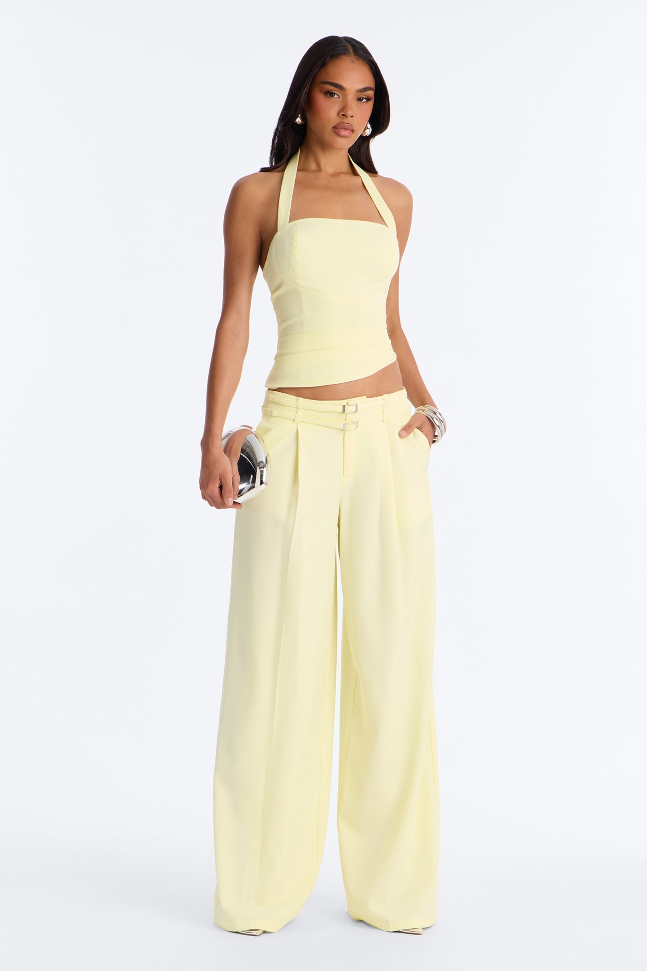 Keila Halter Pant Set - Butter Yellow NEWFASHIONEDGE